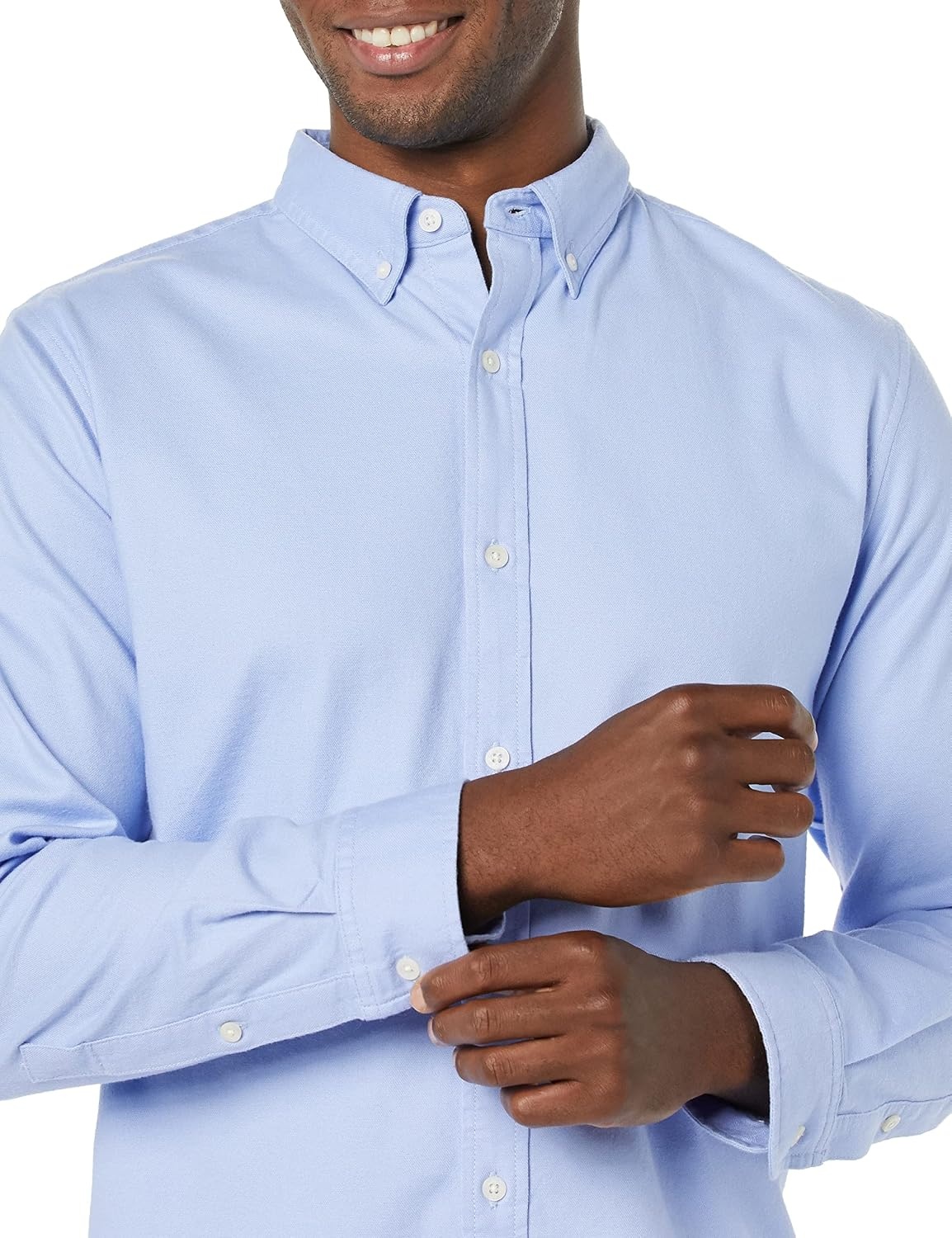 image:imageAmazon Essentials Mens Oxford Shirt SlimFit Stretch LongSleeve Button UpPowder Blue
