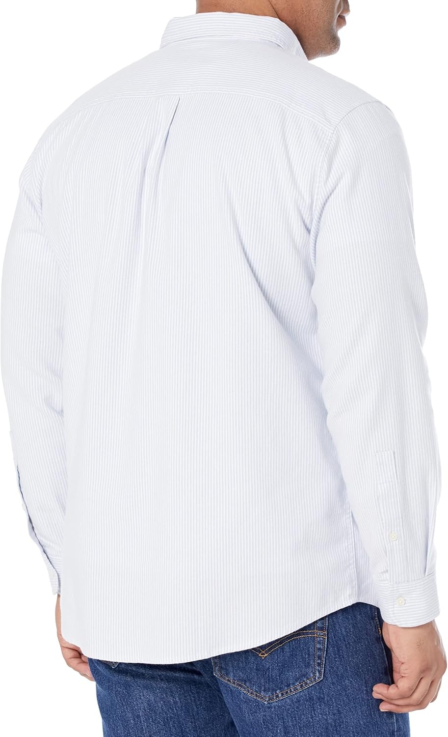 image:imageAmazon Essentials Mens Oxford Shirt SlimFit Stretch LongSleeve Button UpPowder Blue Vertical Stripe