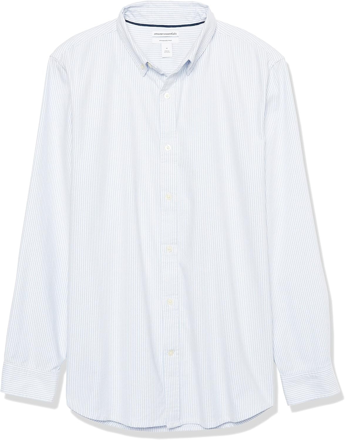 image:imageAmazon Essentials Mens Oxford Shirt SlimFit Stretch LongSleeve Button UpPowder Blue Vertical Stripe