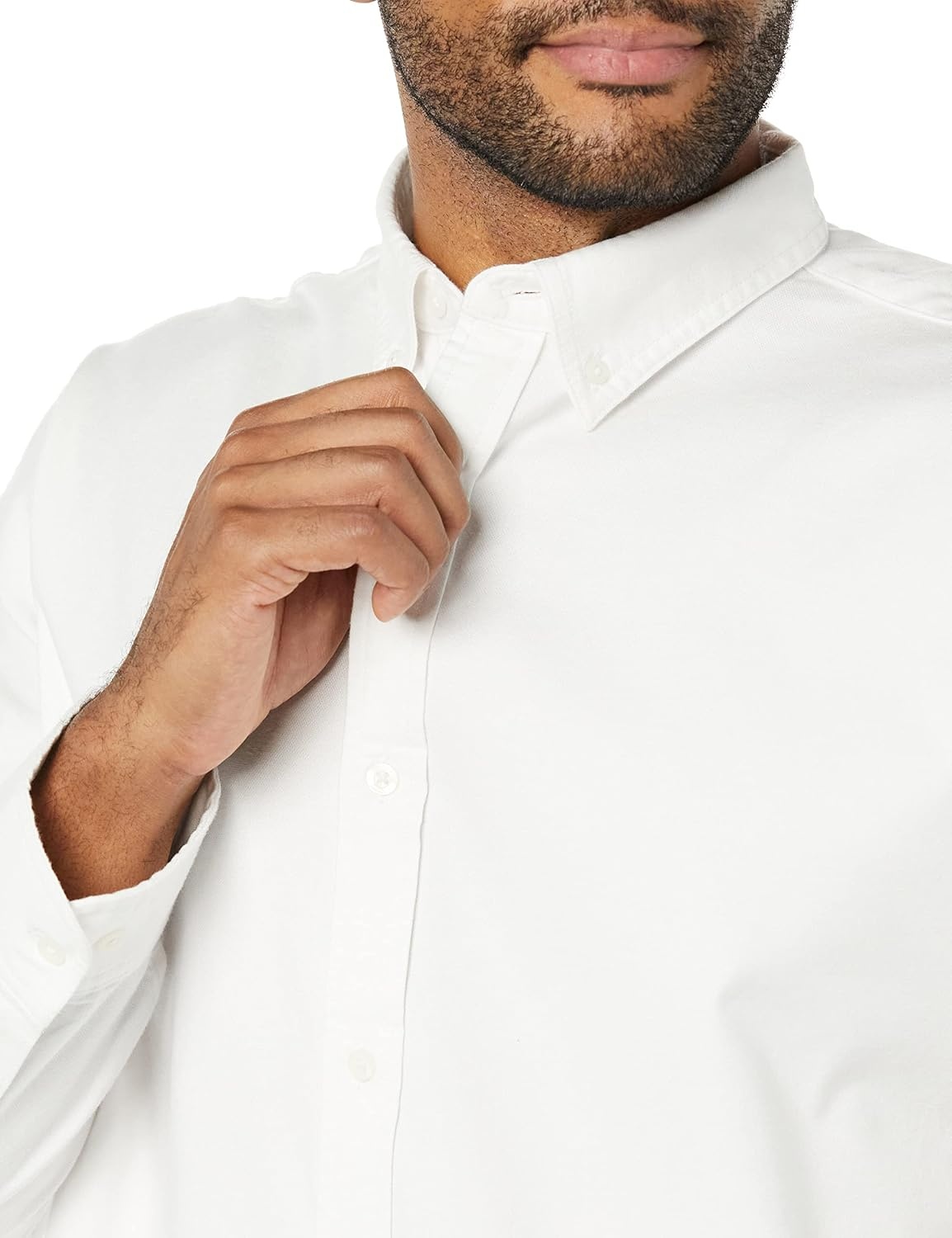 image:imageAmazon Essentials Mens Oxford Shirt SlimFit Stretch LongSleeve Button UpWhite
