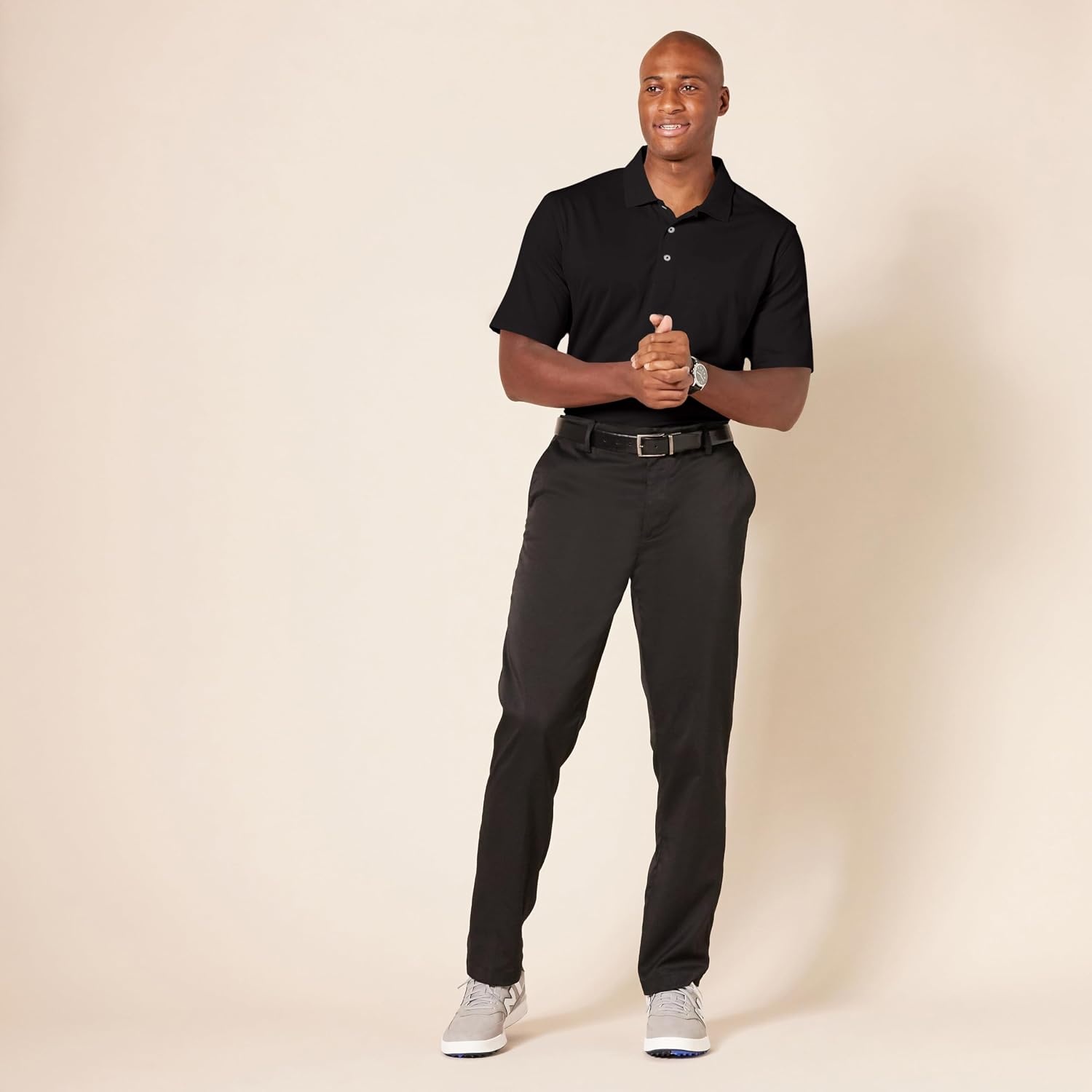 image:imageAmazon Essentials Mens Regular Fit Golf Polo Shirt MoistureWicking Quick Dry Recycled Polyester Short SleeveBlack