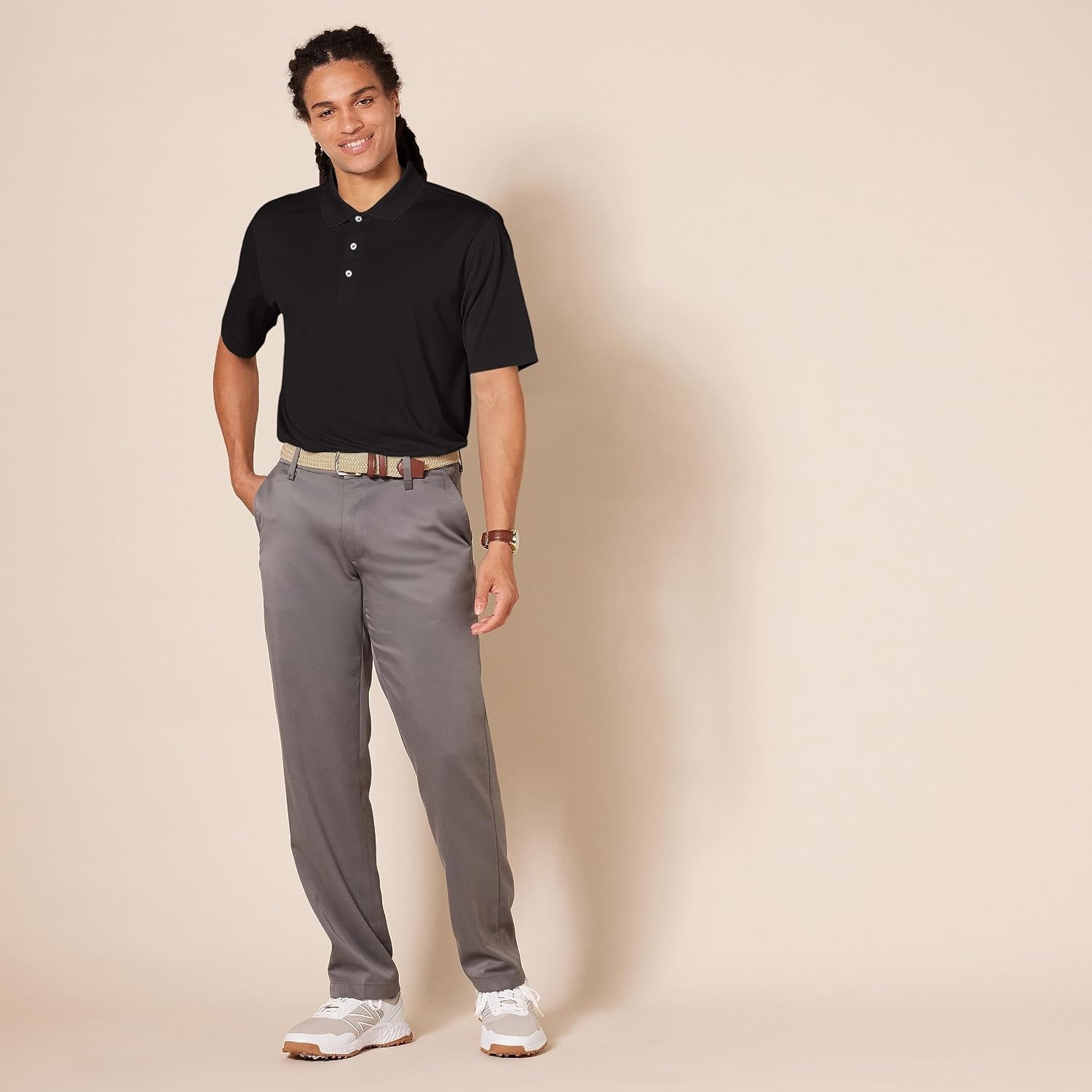 image:imageAmazon Essentials Mens Regular Fit Golf Polo Shirt MoistureWicking Quick Dry Recycled Polyester Short SleeveBlack