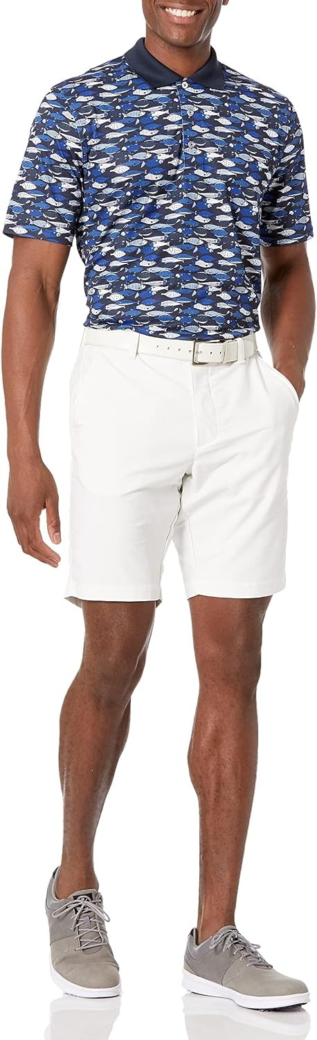 image:imageAmazon Essentials Mens Regular Fit Golf Polo Shirt MoistureWicking Quick Dry Recycled Polyester Short SleeveBlue Fish