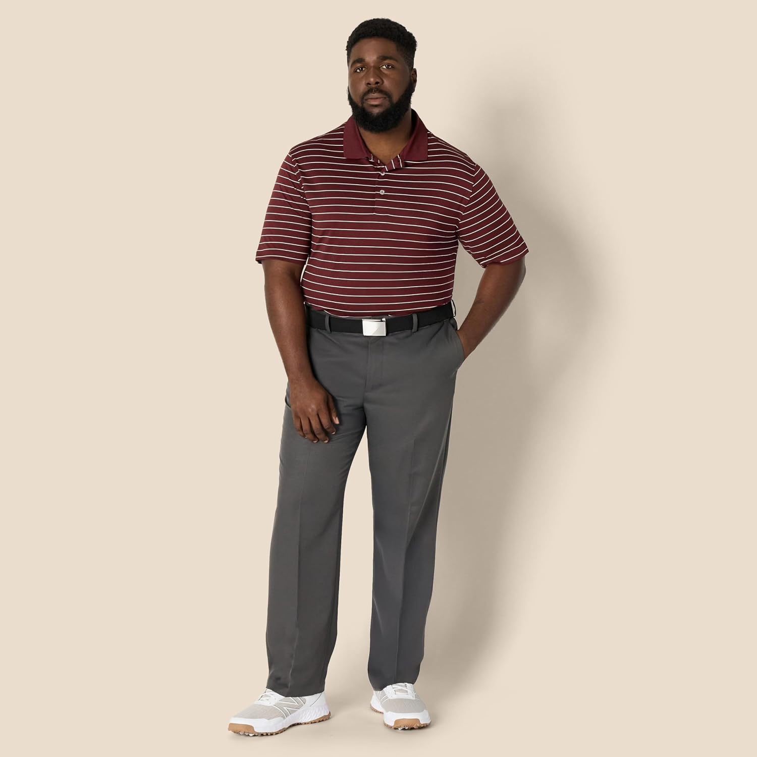 image:imageAmazon Essentials Mens Regular Fit Golf Polo Shirt MoistureWicking Quick Dry Recycled Polyester Short SleeveDark Burgundy