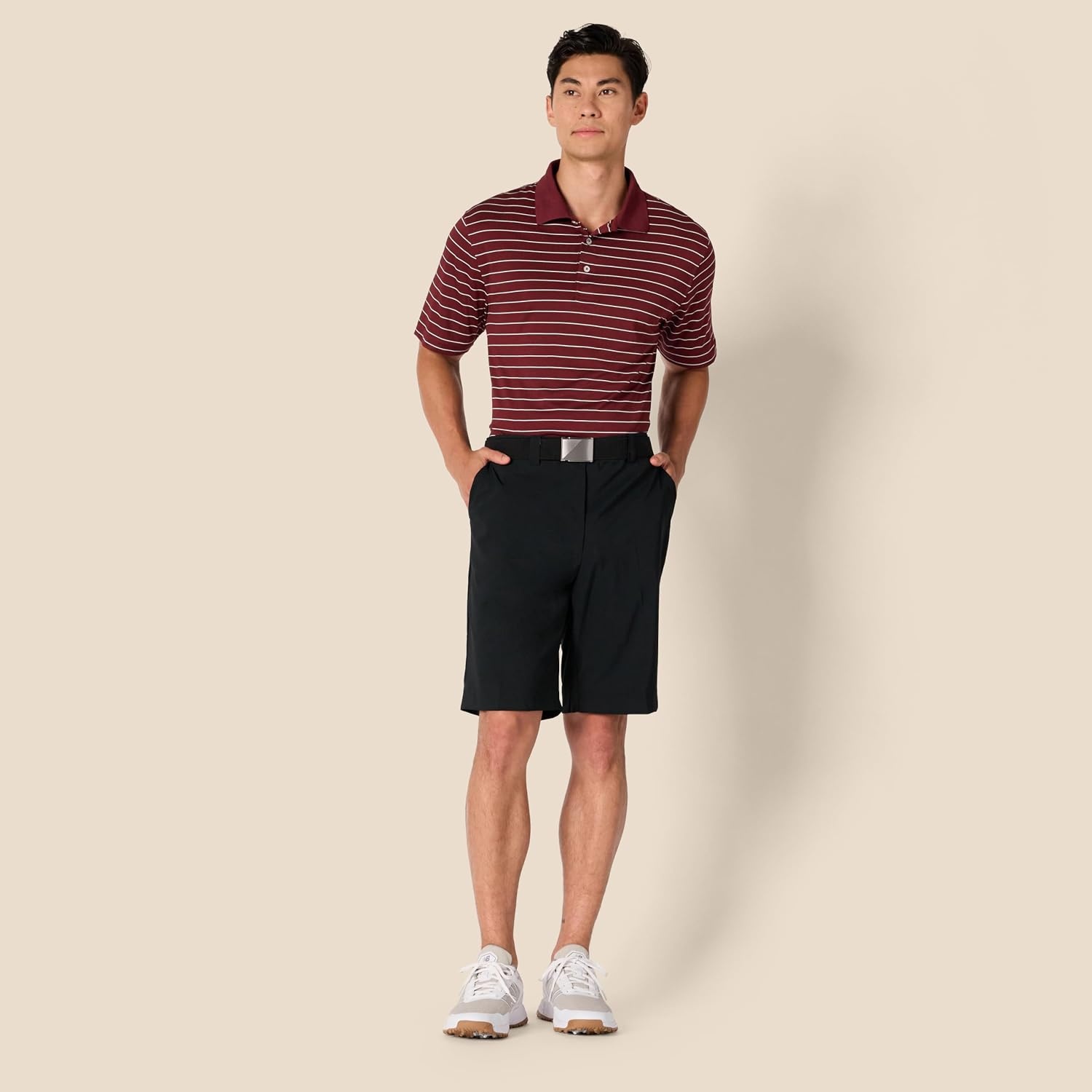 image:imageAmazon Essentials Mens Regular Fit Golf Polo Shirt MoistureWicking Quick Dry Recycled Polyester Short SleeveDark Burgundy