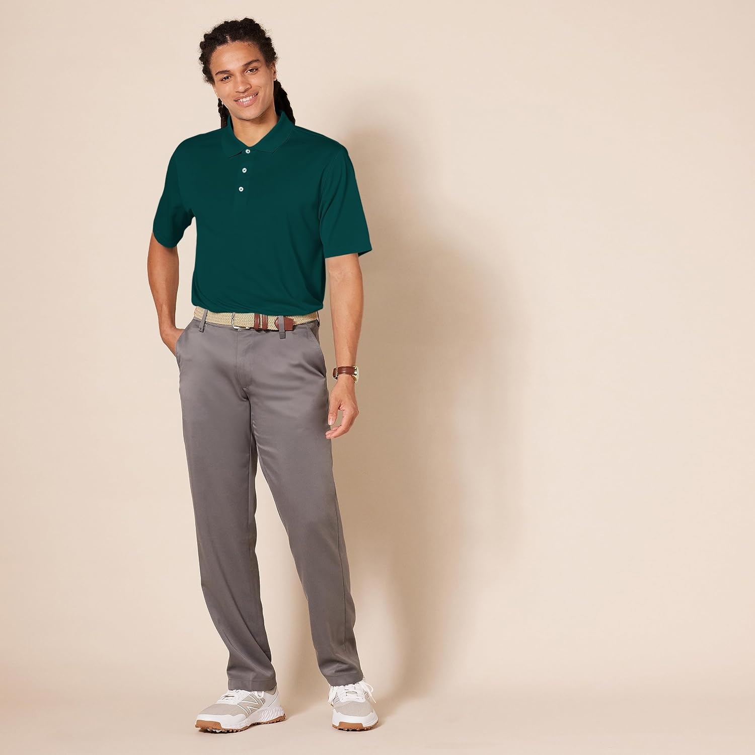 image:imageAmazon Essentials Mens Regular Fit Golf Polo Shirt MoistureWicking Quick Dry Recycled Polyester Short SleeveDark Green