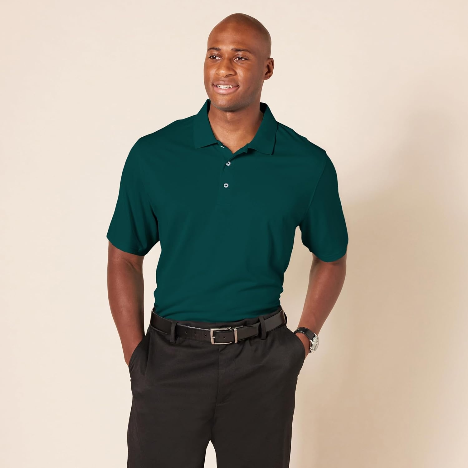 image:imageAmazon Essentials Mens Regular Fit Golf Polo Shirt MoistureWicking Quick Dry Recycled Polyester Short SleeveDark Green