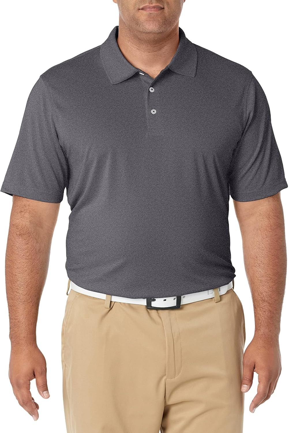 image:imageAmazon Essentials Mens Regular Fit Golf Polo Shirt MoistureWicking Quick Dry Recycled Polyester Short SleeveDark Grey Heather