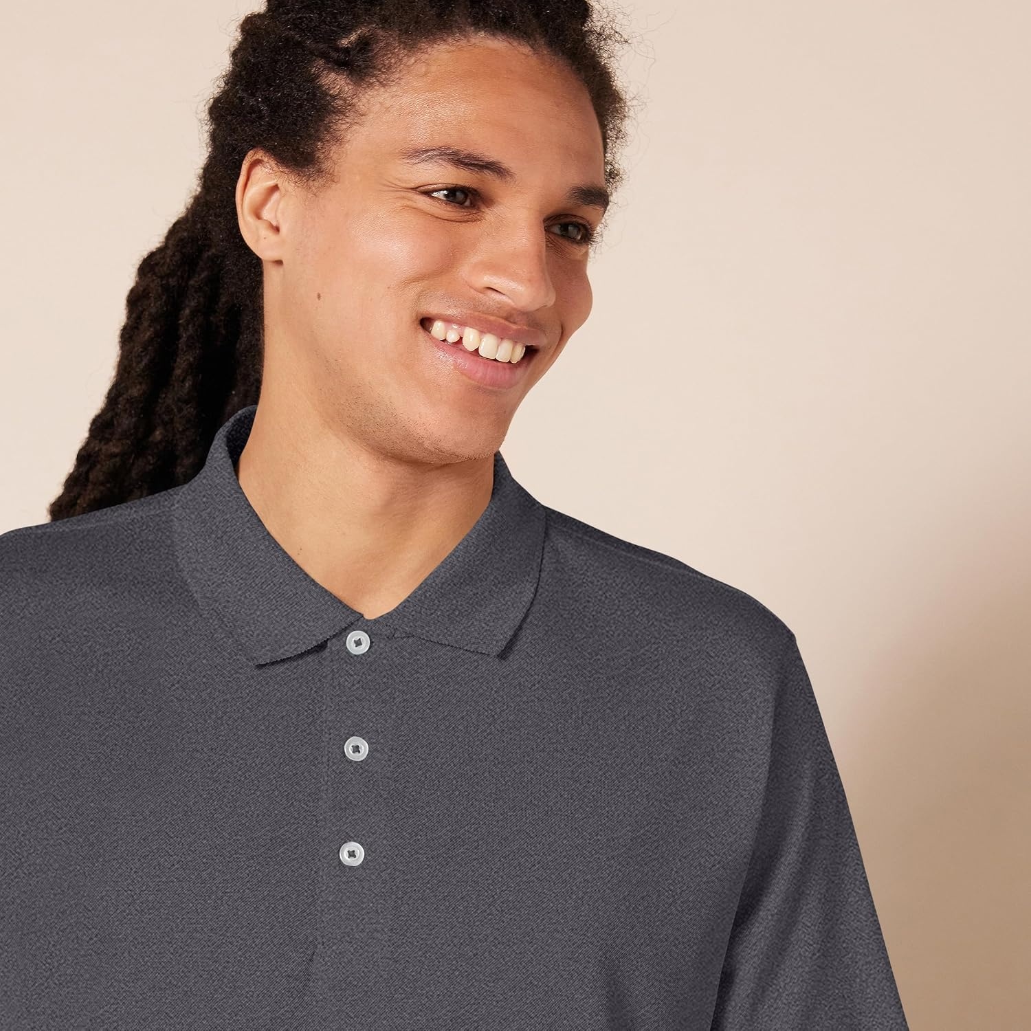 image:imageAmazon Essentials Mens Regular Fit Golf Polo Shirt MoistureWicking Quick Dry Recycled Polyester Short SleeveDark Grey Heather