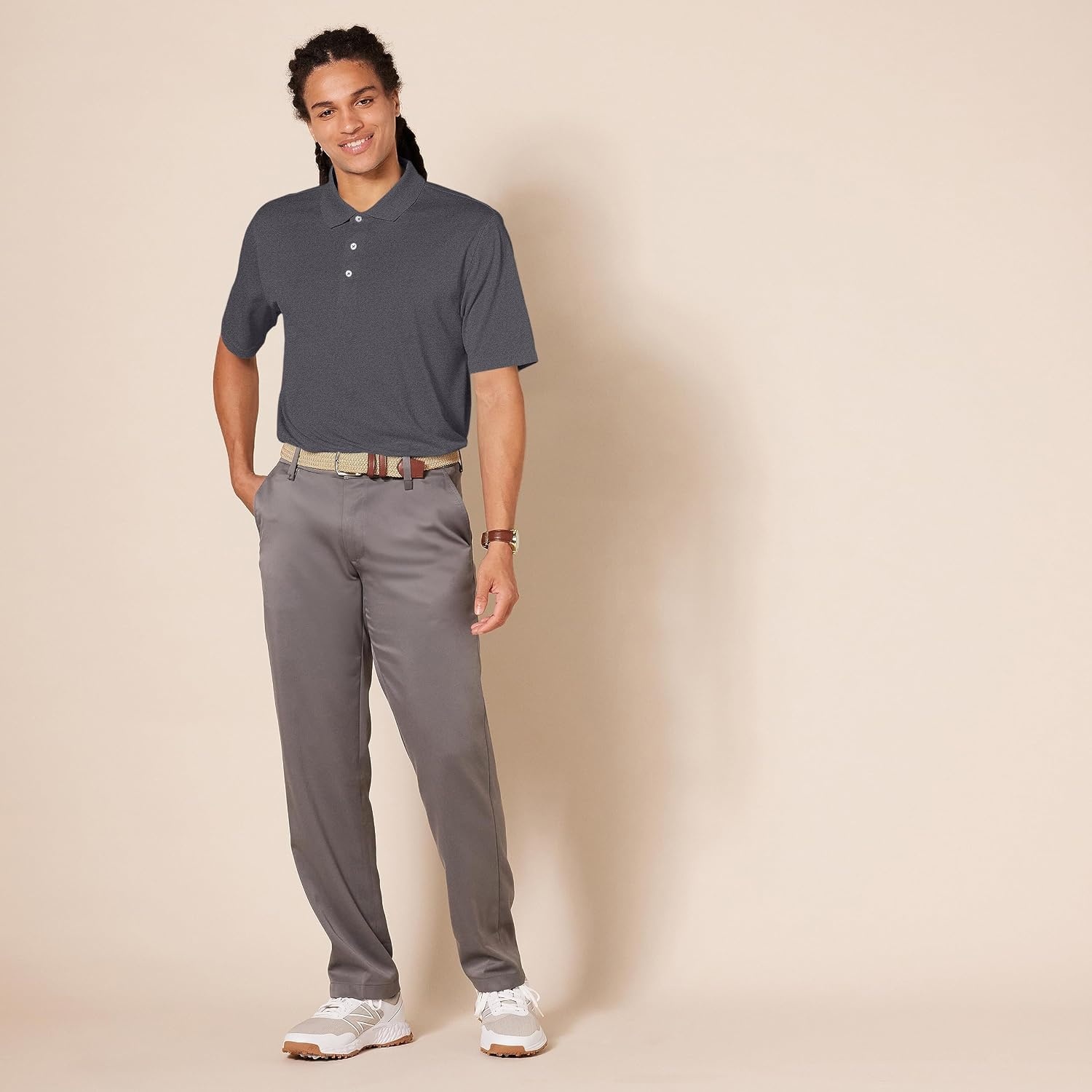 image:imageAmazon Essentials Mens Regular Fit Golf Polo Shirt MoistureWicking Quick Dry Recycled Polyester Short SleeveDark Grey Heather
