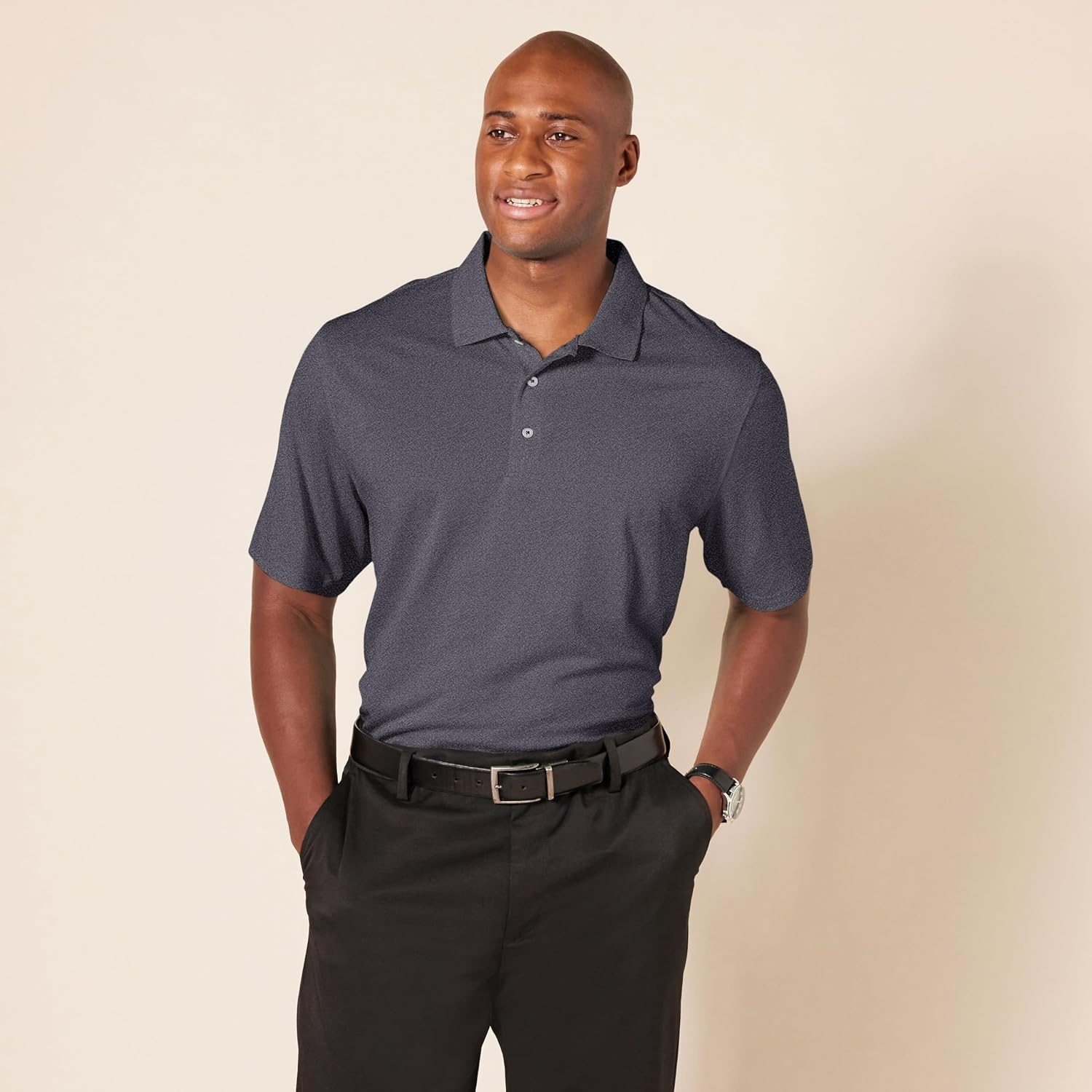 image:imageAmazon Essentials Mens Regular Fit Golf Polo Shirt MoistureWicking Quick Dry Recycled Polyester Short SleeveDark Grey Heather
