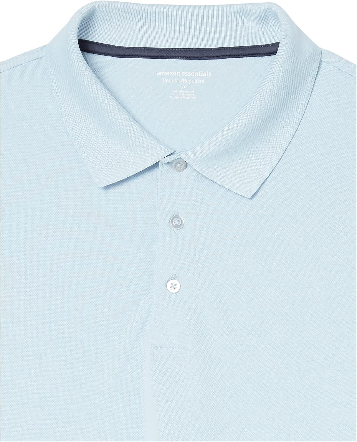 image:imageAmazon Essentials Mens Regular Fit Golf Polo Shirt MoistureWicking Quick Dry Recycled Polyester Short SleeveLight Blue