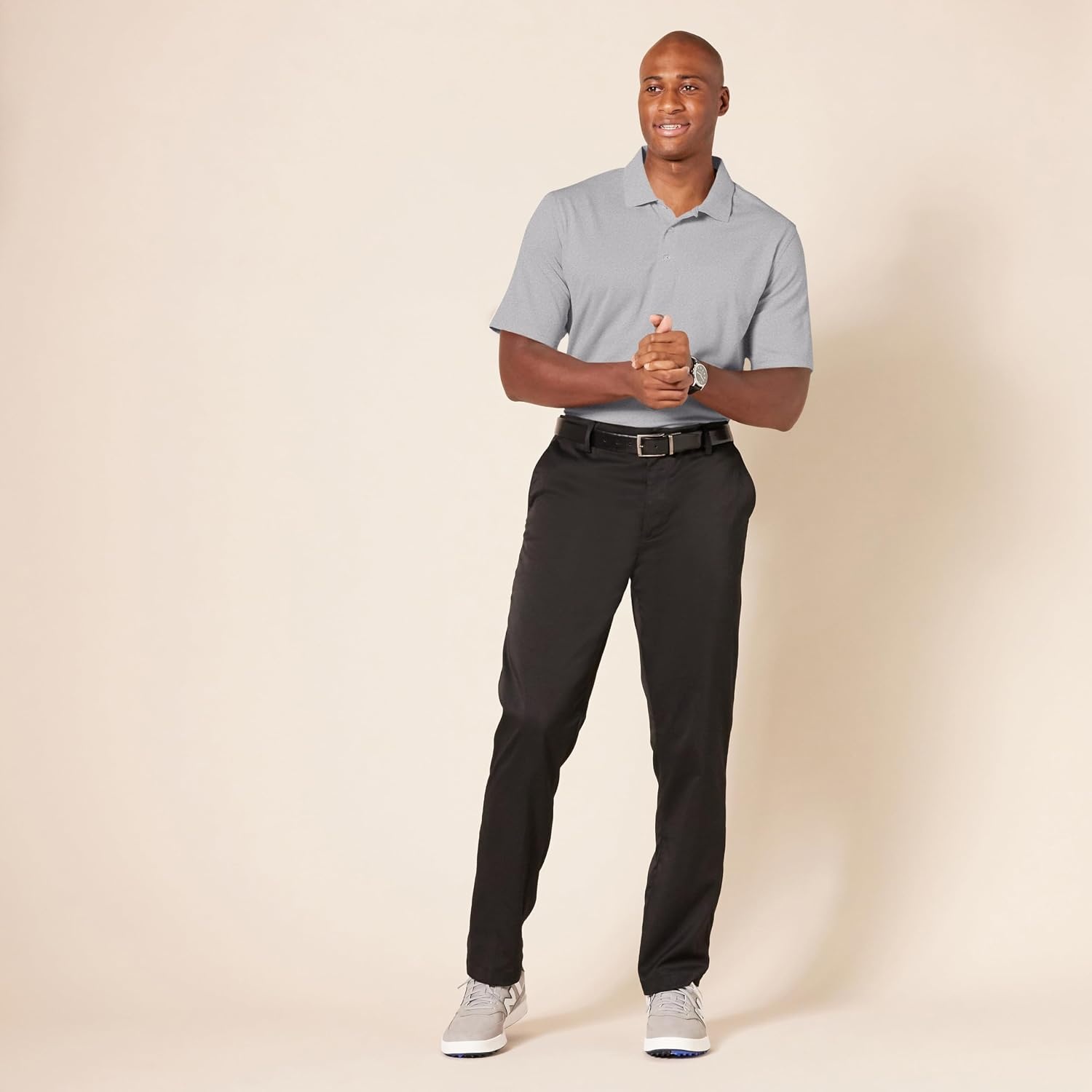 image:imageAmazon Essentials Mens Regular Fit Golf Polo Shirt MoistureWicking Quick Dry Recycled Polyester Short SleeveLight Grey Heather