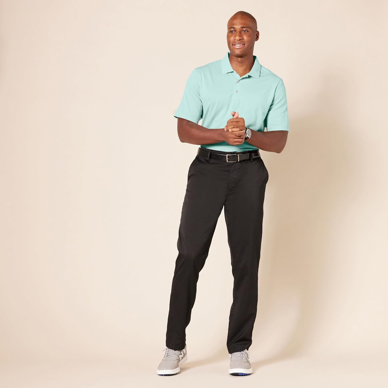 image:imageAmazon Essentials Mens Regular Fit Golf Polo Shirt MoistureWicking Quick Dry Recycled Polyester Short SleevePale Aqua Blue