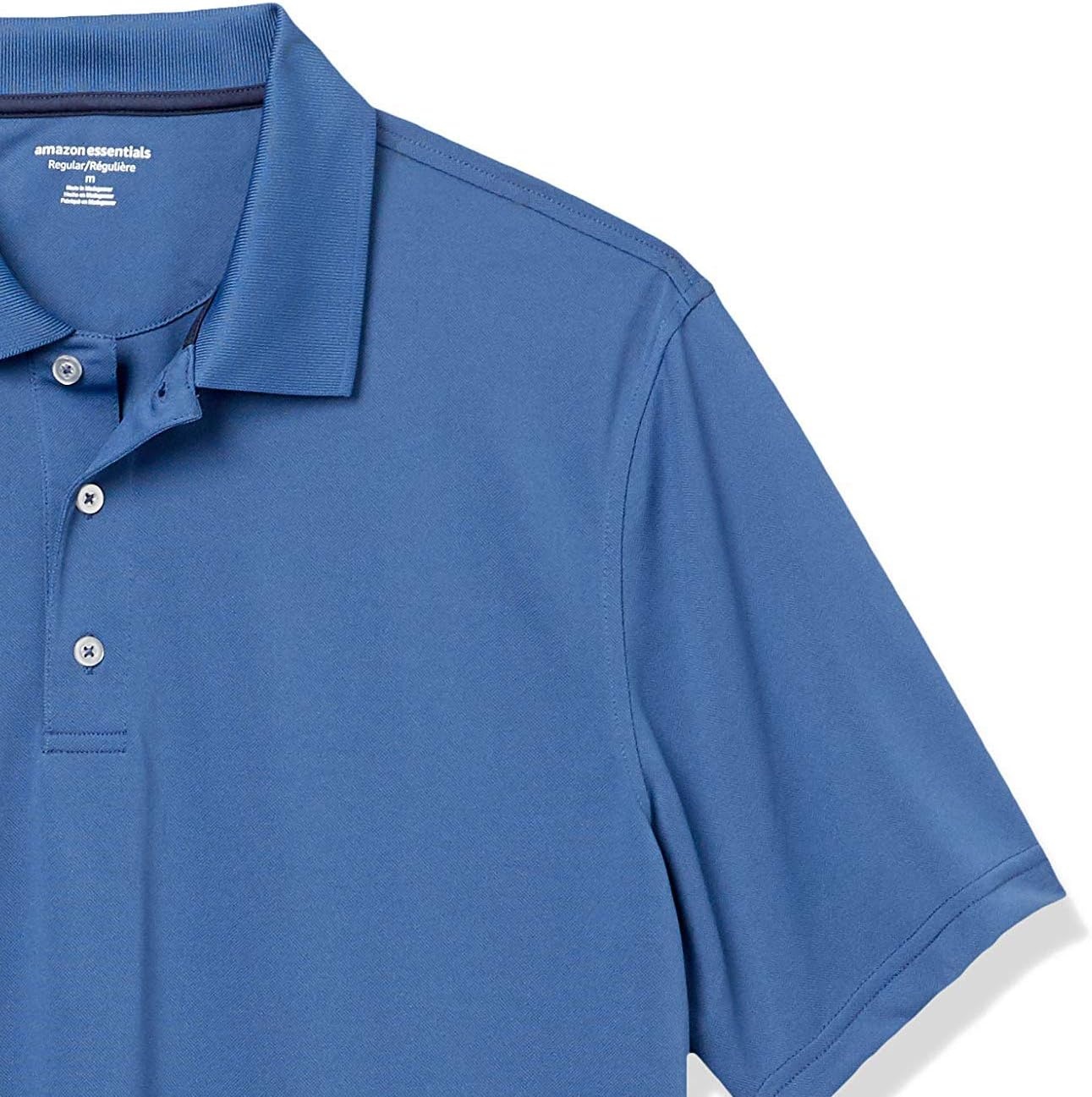 image:imageAmazon Essentials Mens Regular Fit Golf Polo Shirt MoistureWicking Quick Dry Recycled Polyester Short SleeveWashed Blue