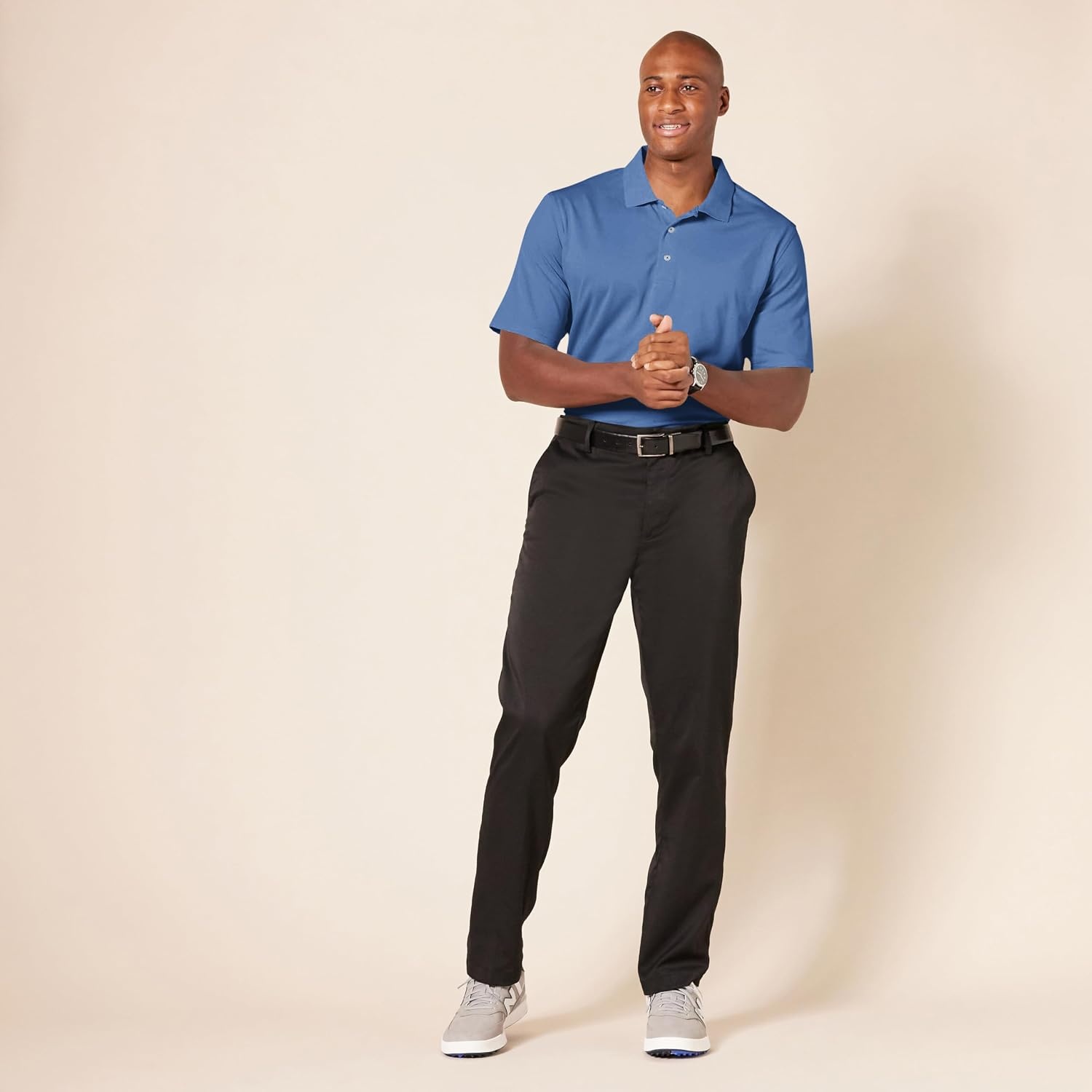 image:imageAmazon Essentials Mens Regular Fit Golf Polo Shirt MoistureWicking Quick Dry Recycled Polyester Short SleeveWashed Blue