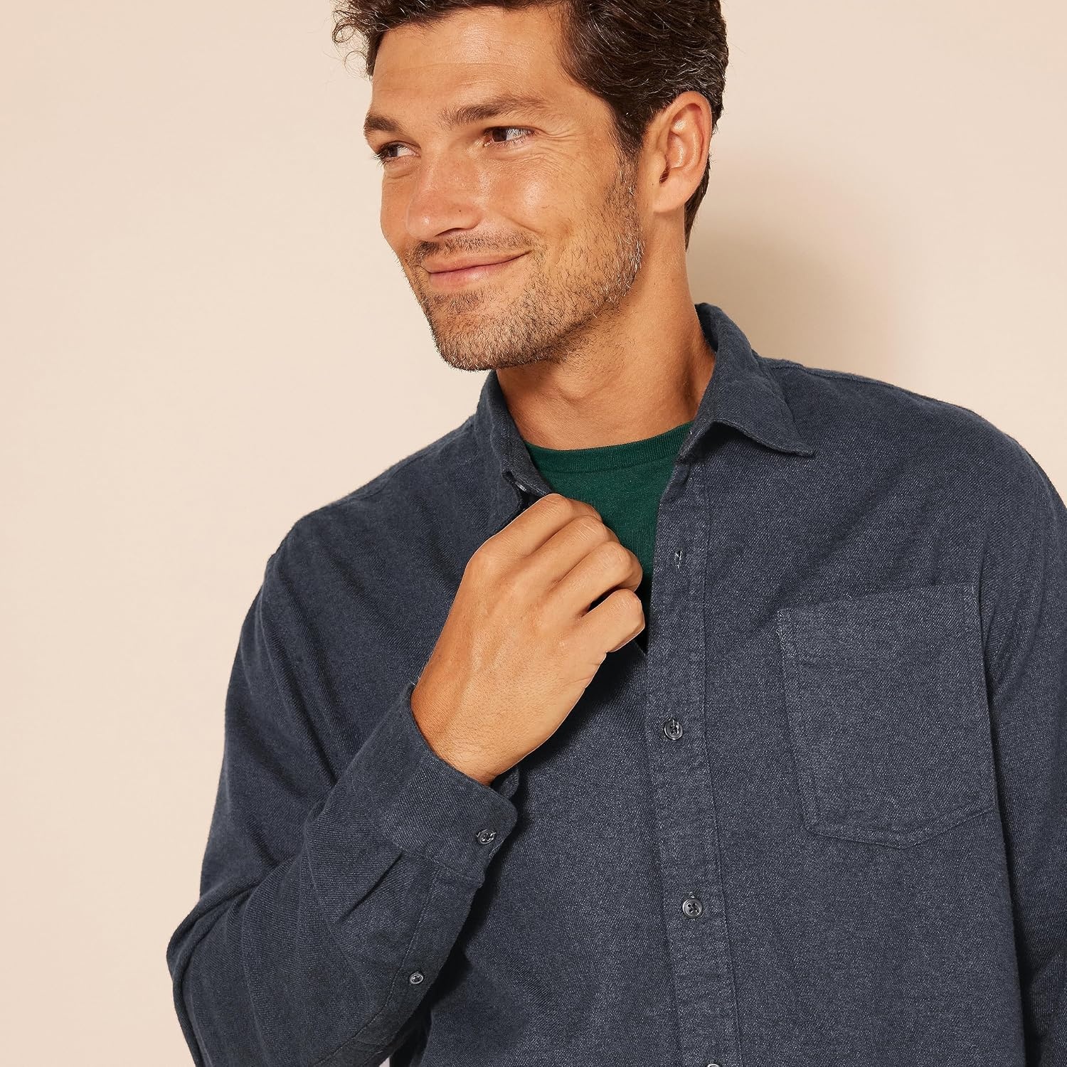 image:imageAmazon Essentials Mens Regular Fit LongSleeve Flannel Shirt Soft Brushed Cotton Lightweight yet WarmBlack