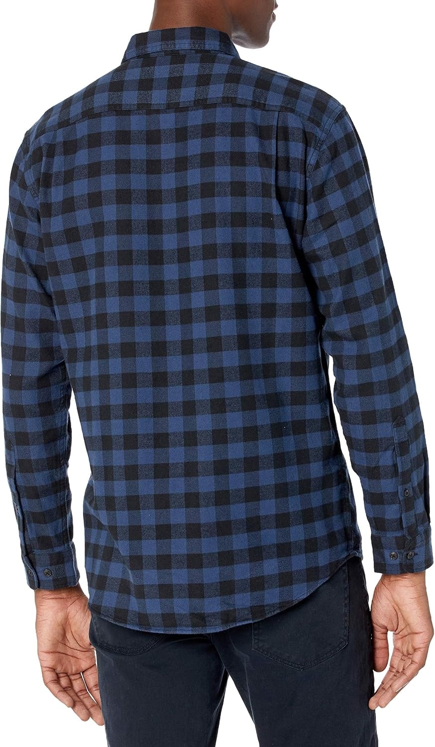 image:imageAmazon Essentials Mens Regular Fit LongSleeve Flannel Shirt Soft Brushed Cotton Lightweight yet WarmBlack Blue Buffalo Plaid