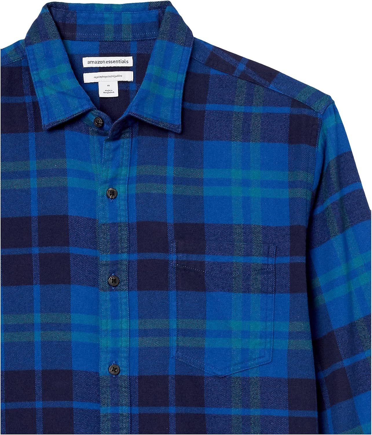 image:imageAmazon Essentials Mens Regular Fit LongSleeve Flannel Shirt Soft Brushed Cotton Lightweight yet WarmBlack Blue Plaid