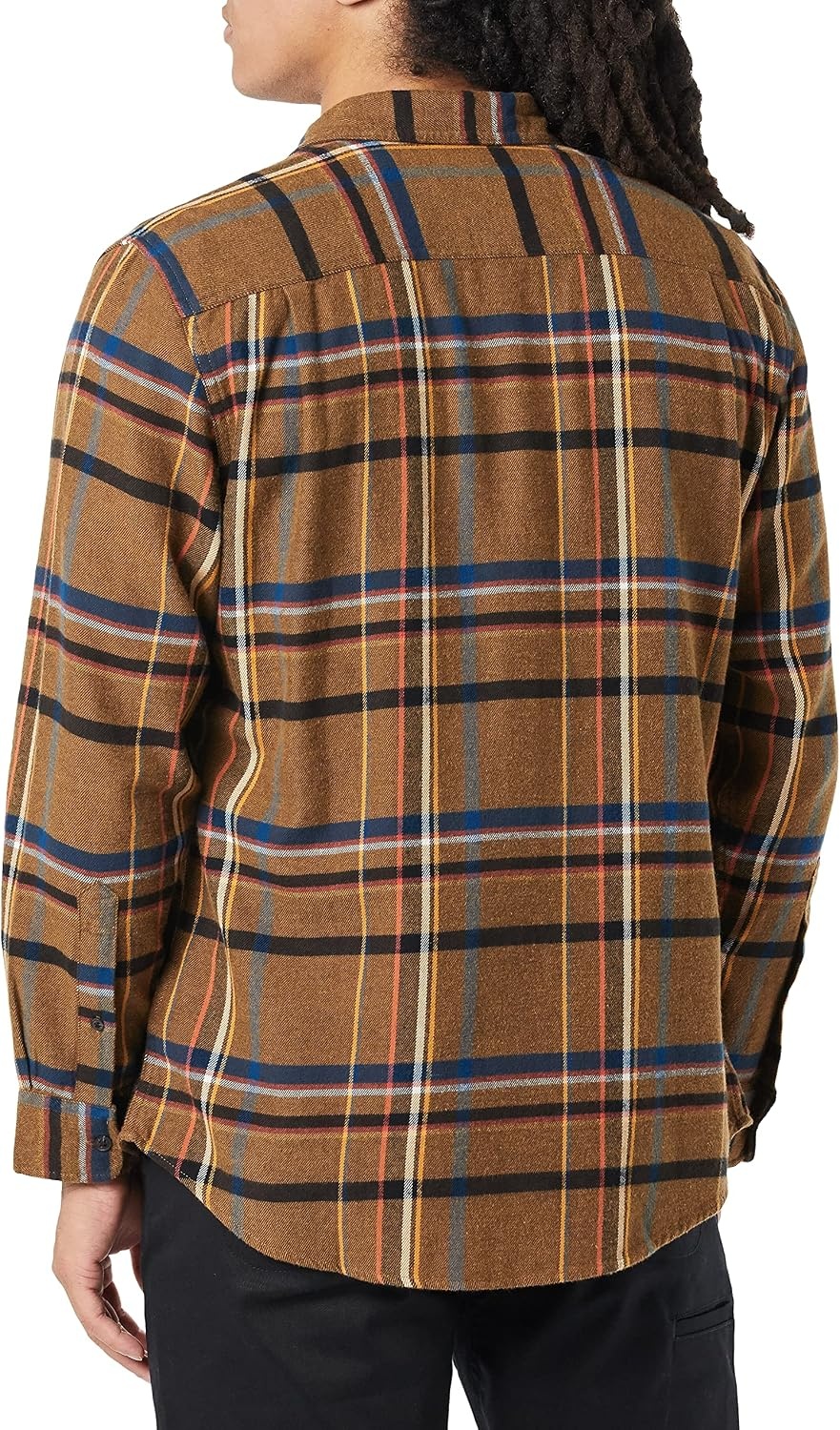 image:imageAmazon Essentials Mens Regular Fit LongSleeve Flannel Shirt Soft Brushed Cotton Lightweight yet WarmBlack Brown Mix Plaid
