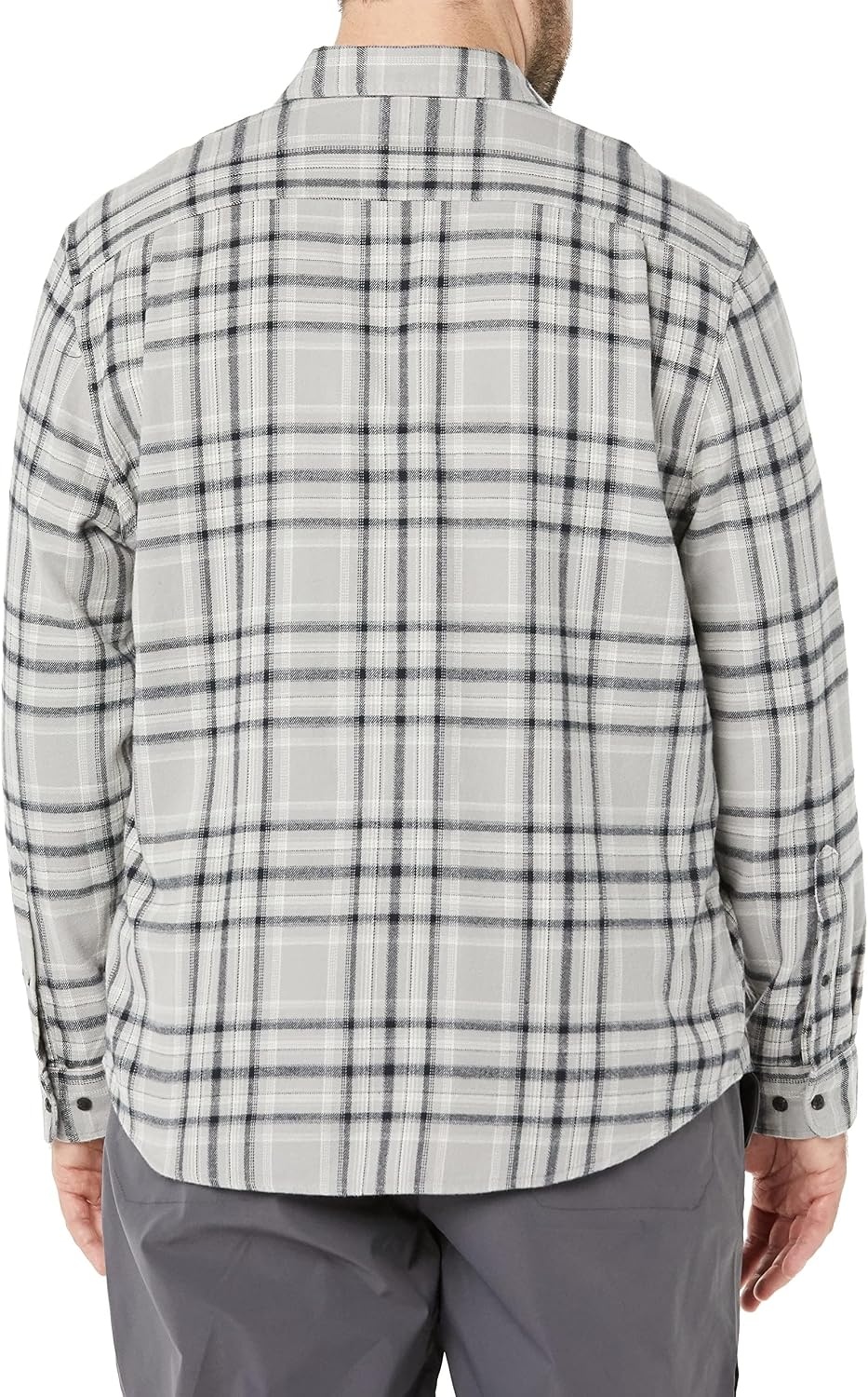 image:imageAmazon Essentials Mens Regular Fit LongSleeve Flannel Shirt Soft Brushed Cotton Lightweight yet WarmBlack Light Grey Plaid