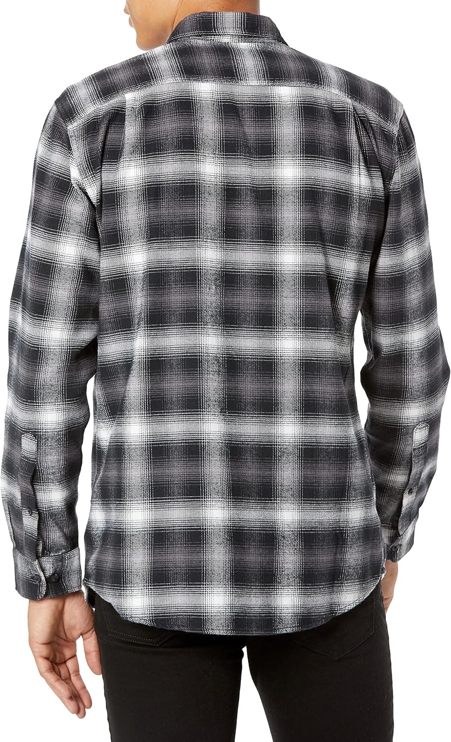 image:imageAmazon Essentials Mens Regular Fit LongSleeve Flannel Shirt Soft Brushed Cotton Lightweight yet WarmBlack Ombre Plaid
