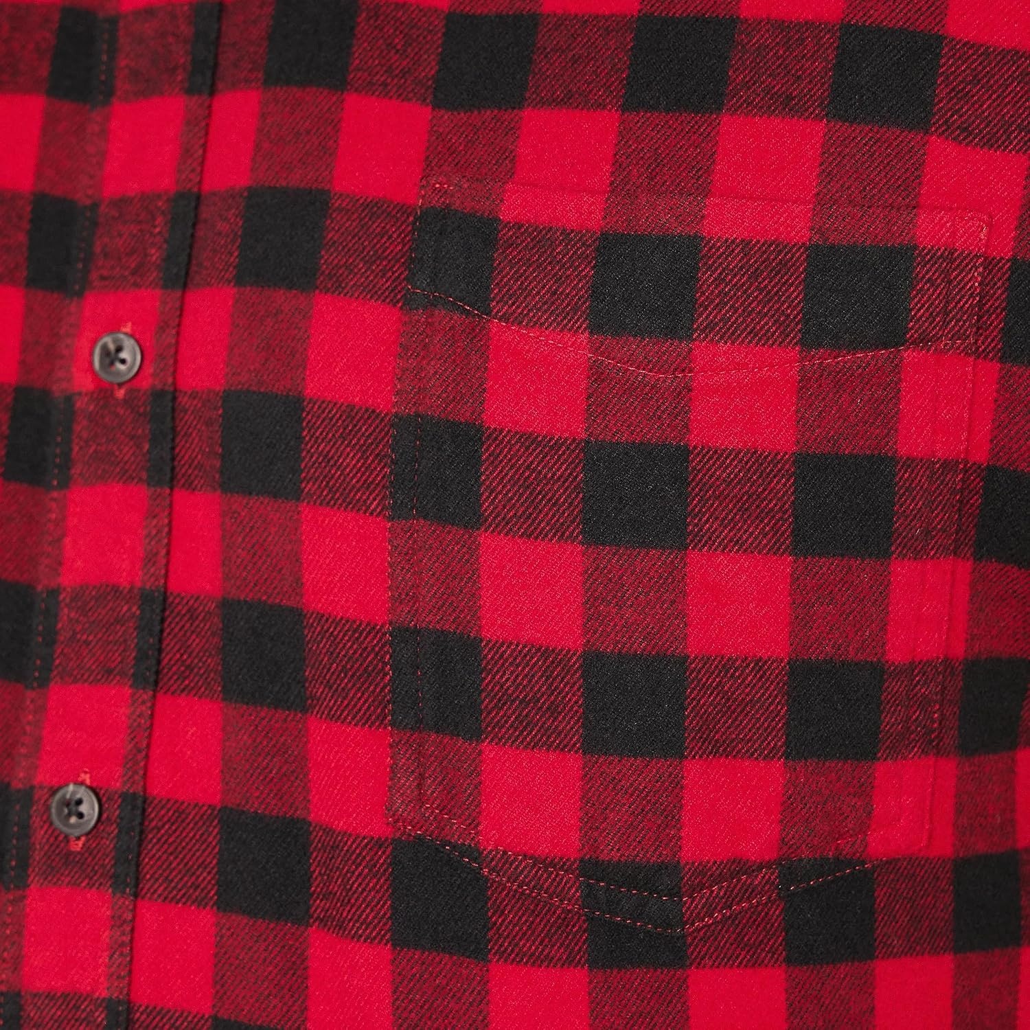 image:imageAmazon Essentials Mens Regular Fit LongSleeve Flannel Shirt Soft Brushed Cotton Lightweight yet WarmBlack Red Buffalo Plaid