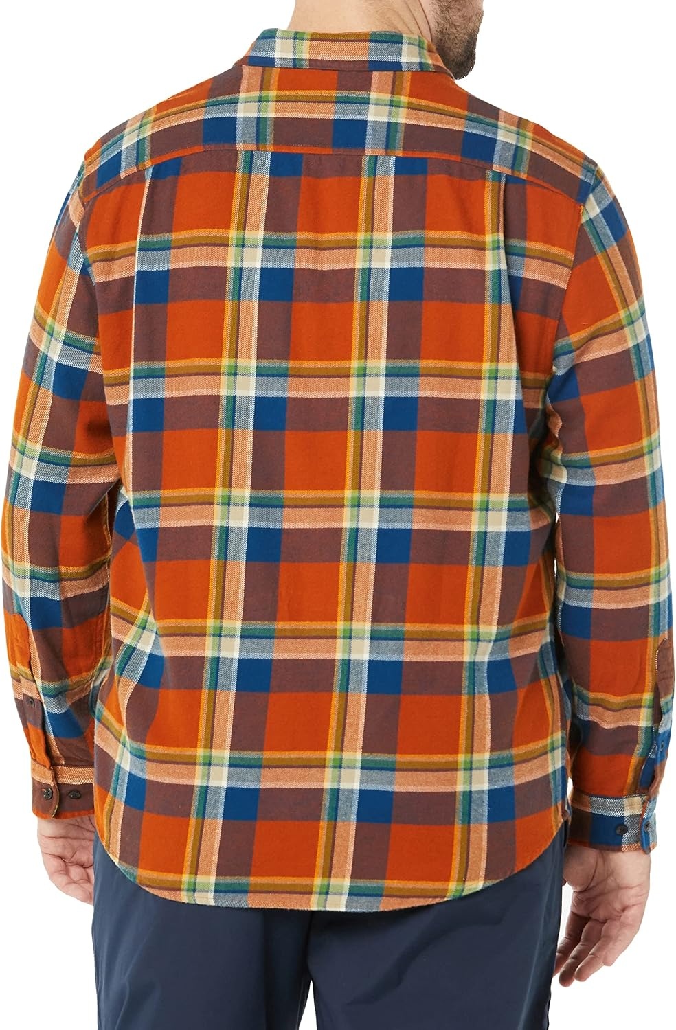 image:imageAmazon Essentials Mens Regular Fit LongSleeve Flannel Shirt Soft Brushed Cotton Lightweight yet WarmBlue Rust Orange Plaid
