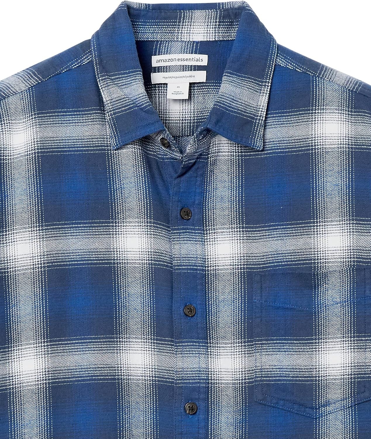 image:imageAmazon Essentials Mens Regular Fit LongSleeve Flannel Shirt Soft Brushed Cotton Lightweight yet WarmBlue White Large Plaid