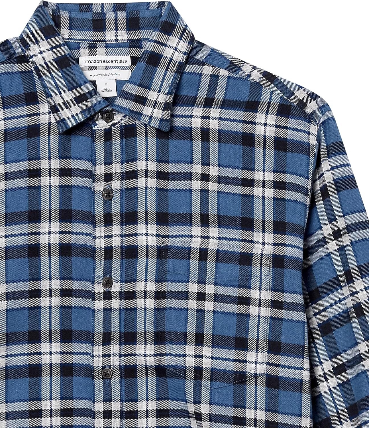 image:imageAmazon Essentials Mens Regular Fit LongSleeve Flannel Shirt Soft Brushed Cotton Lightweight yet WarmBlue White Plaid