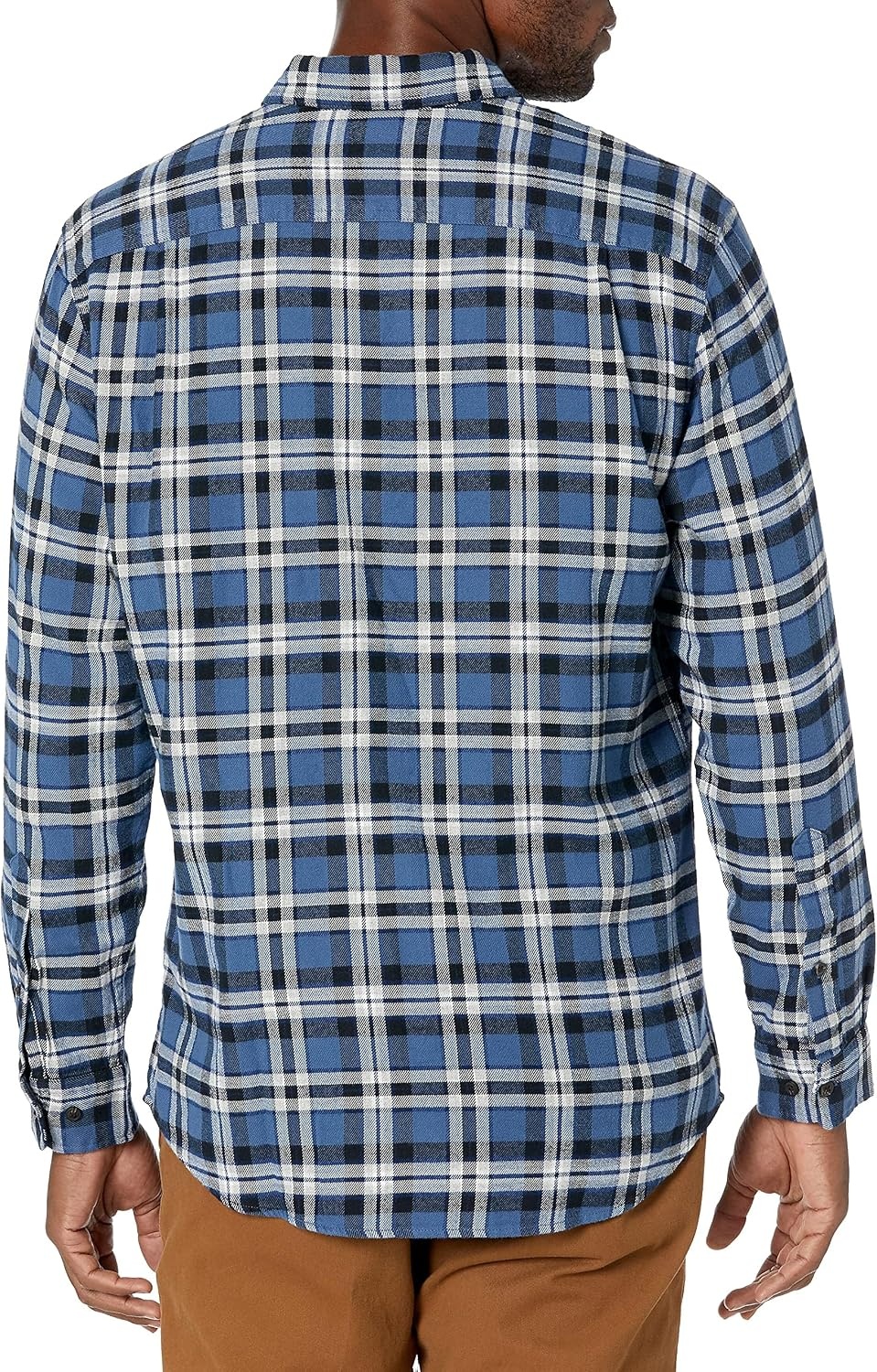 image:imageAmazon Essentials Mens Regular Fit LongSleeve Flannel Shirt Soft Brushed Cotton Lightweight yet WarmBlue White Plaid