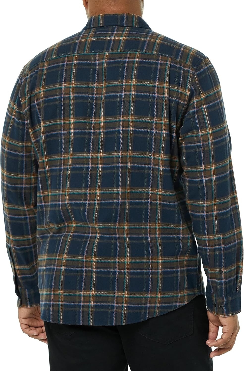 image:imageAmazon Essentials Mens Regular Fit LongSleeve Flannel Shirt Soft Brushed Cotton Lightweight yet WarmBrown Dark Navy Plaid