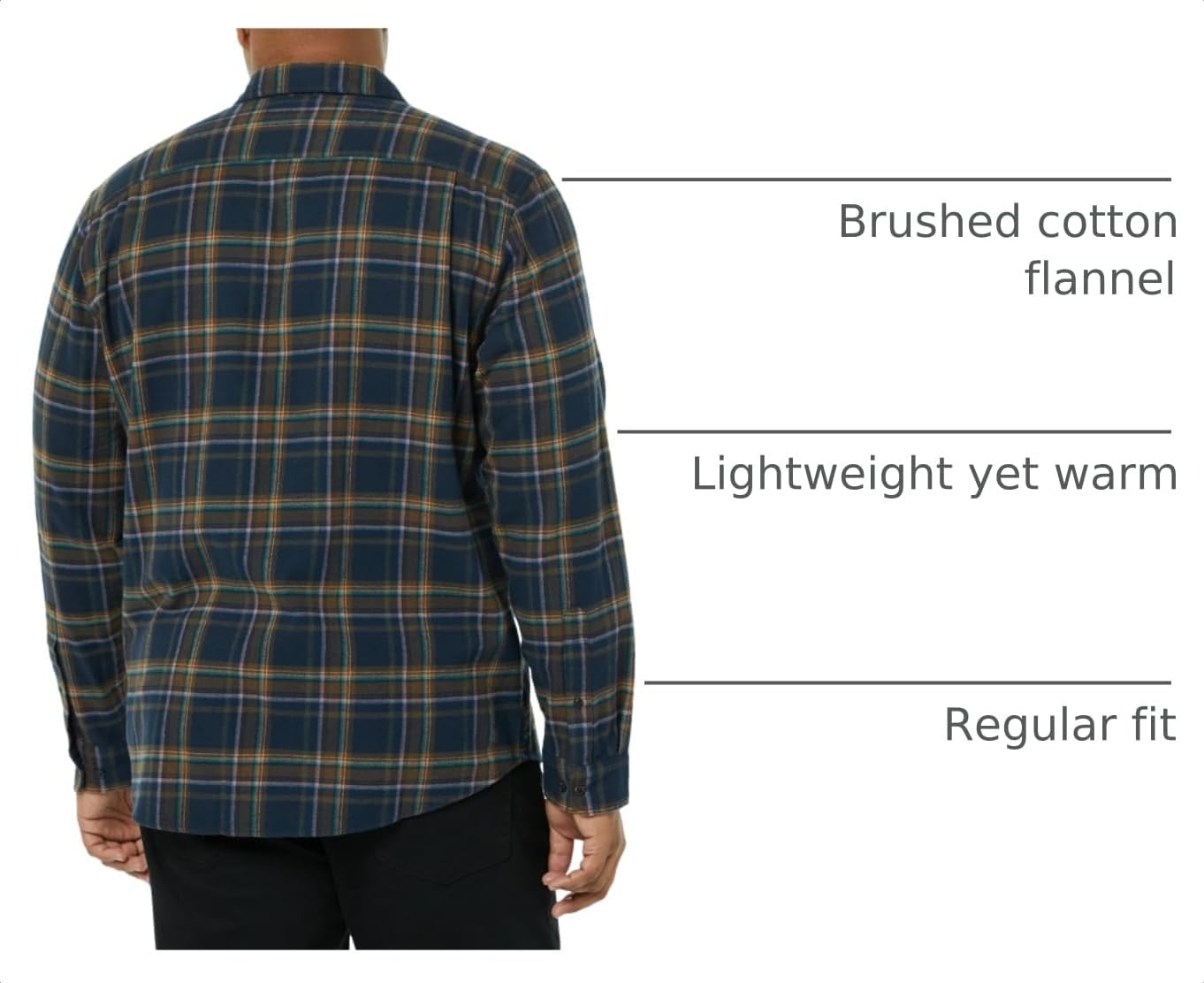 image:imageAmazon Essentials Mens Regular Fit LongSleeve Flannel Shirt Soft Brushed Cotton Lightweight yet WarmBrown Dark Navy Plaid
