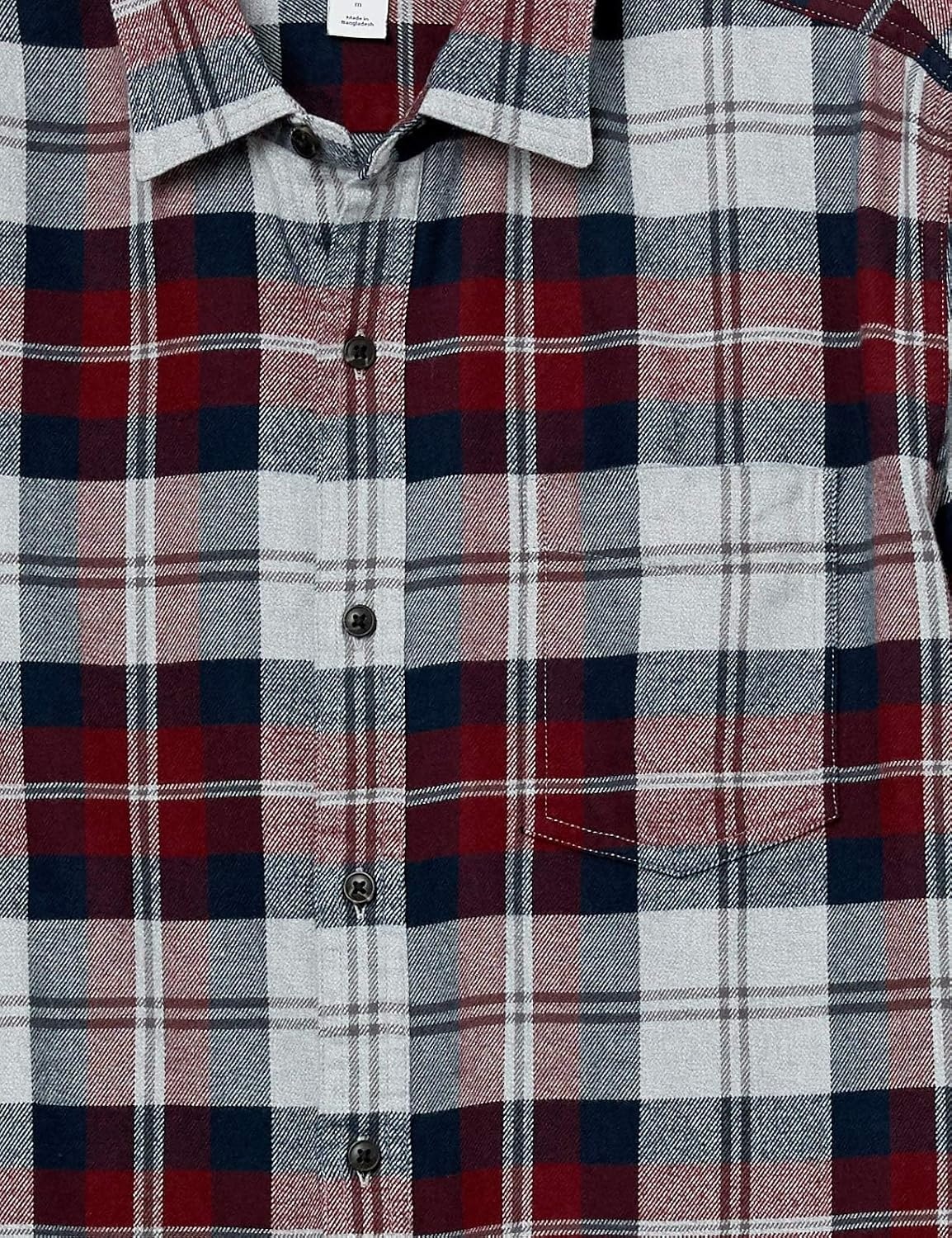 image:imageAmazon Essentials Mens Regular Fit LongSleeve Flannel Shirt Soft Brushed Cotton Lightweight yet WarmBurgundy Grey Plaid