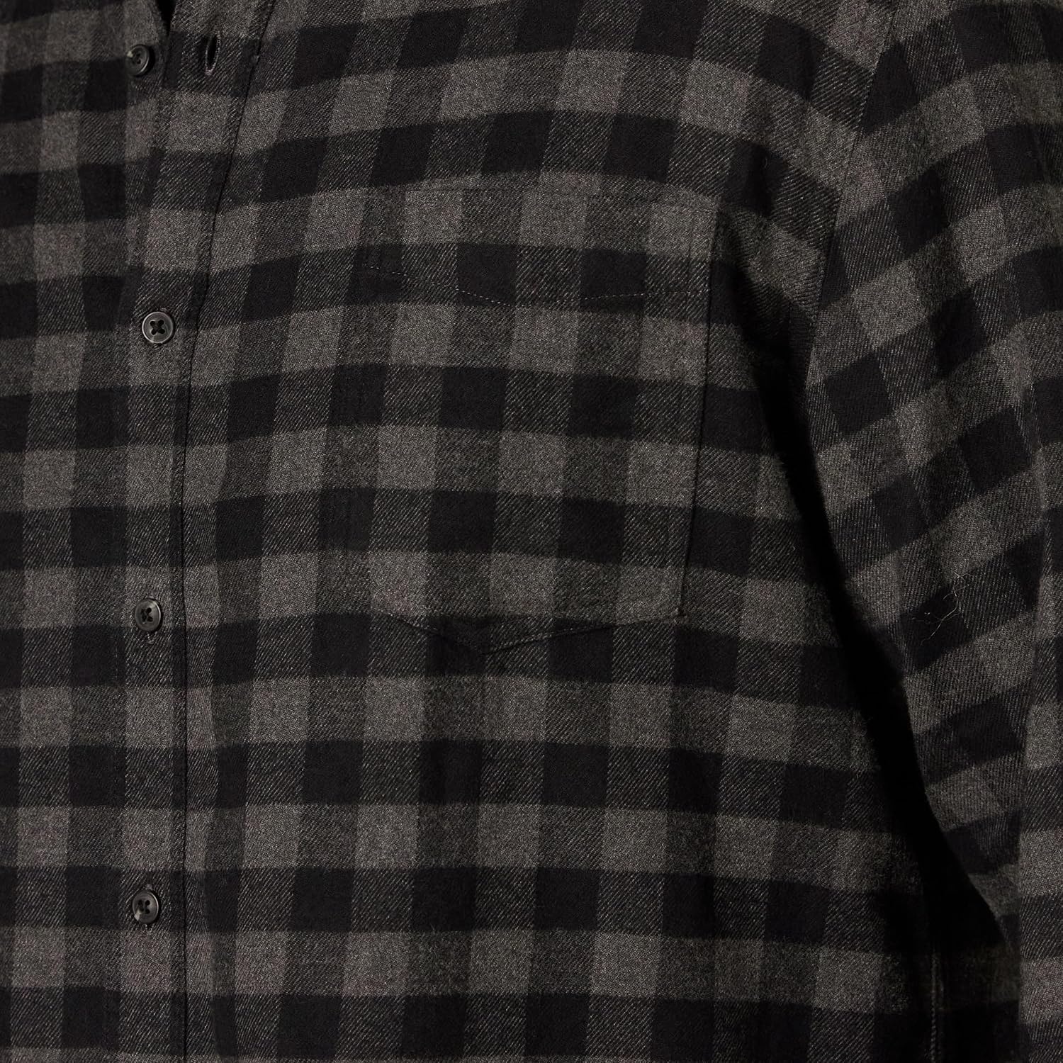 image:imageAmazon Essentials Mens Regular Fit LongSleeve Flannel Shirt Soft Brushed Cotton Lightweight yet WarmCharcoal Buffalo Plaid