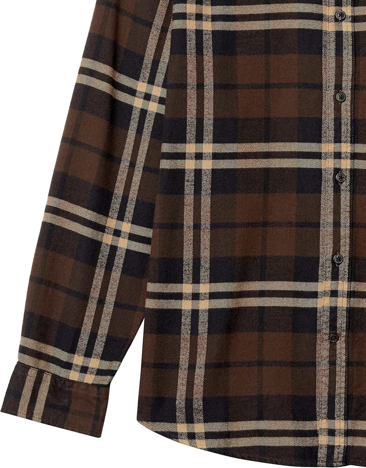 image:imageAmazon Essentials Mens Regular Fit LongSleeve Flannel Shirt Soft Brushed Cotton Lightweight yet WarmDark Brown Plaid