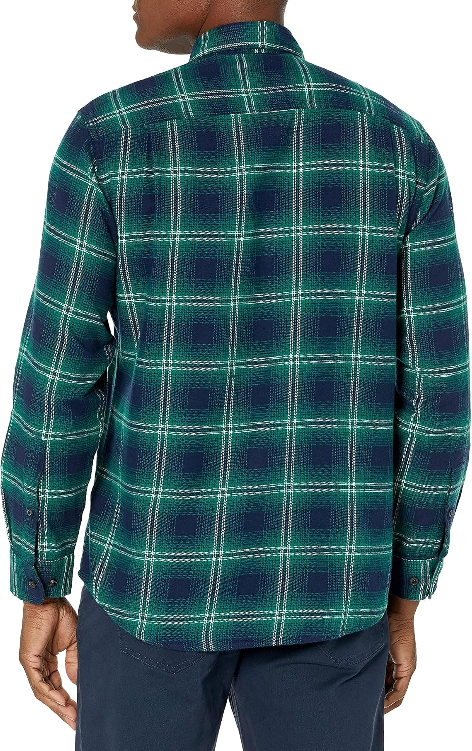 image:imageAmazon Essentials Mens Regular Fit LongSleeve Flannel Shirt Soft Brushed Cotton Lightweight yet WarmGreen Navy Ombre Plaid