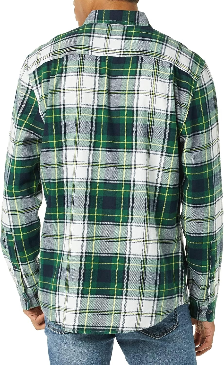 image:imageAmazon Essentials Mens Regular Fit LongSleeve Flannel Shirt Soft Brushed Cotton Lightweight yet WarmGreen White Plaid