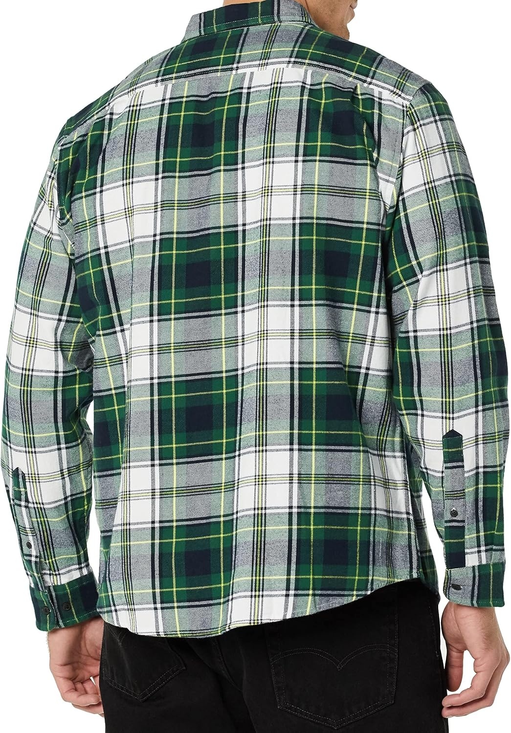 image:imageAmazon Essentials Mens Regular Fit LongSleeve Flannel Shirt Soft Brushed Cotton Lightweight yet WarmGreen White Plaid
