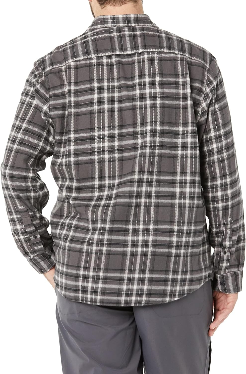 image:imageAmazon Essentials Mens Regular Fit LongSleeve Flannel Shirt Soft Brushed Cotton Lightweight yet WarmGrey Plaid