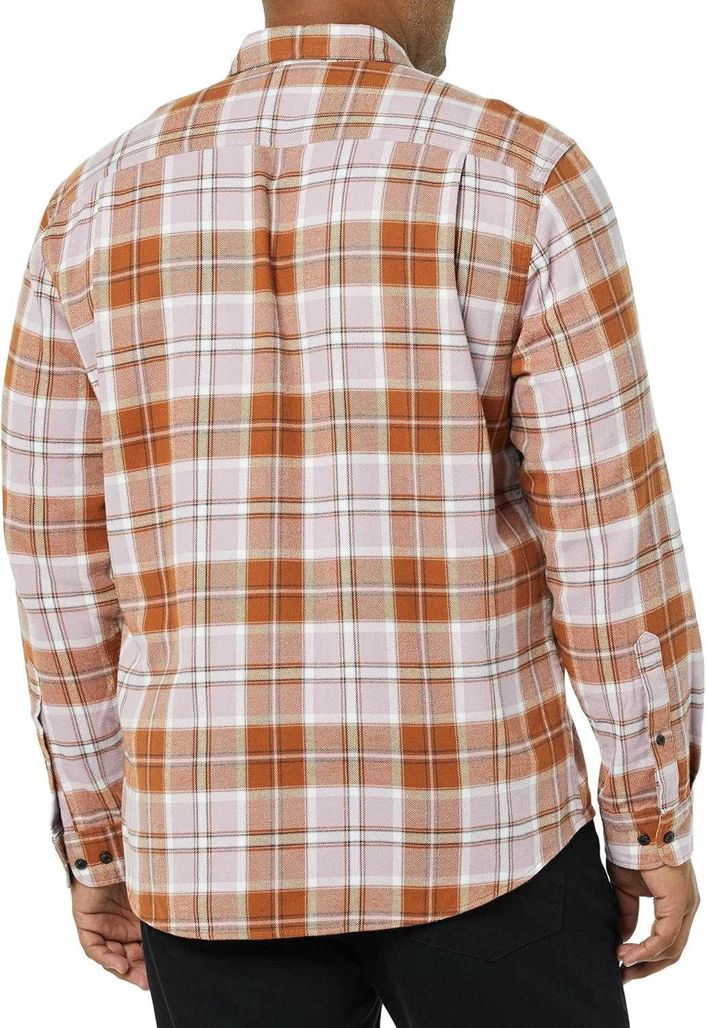 image:imageAmazon Essentials Mens Regular Fit LongSleeve Flannel Shirt Soft Brushed Cotton Lightweight yet WarmMauve Rust Plaid