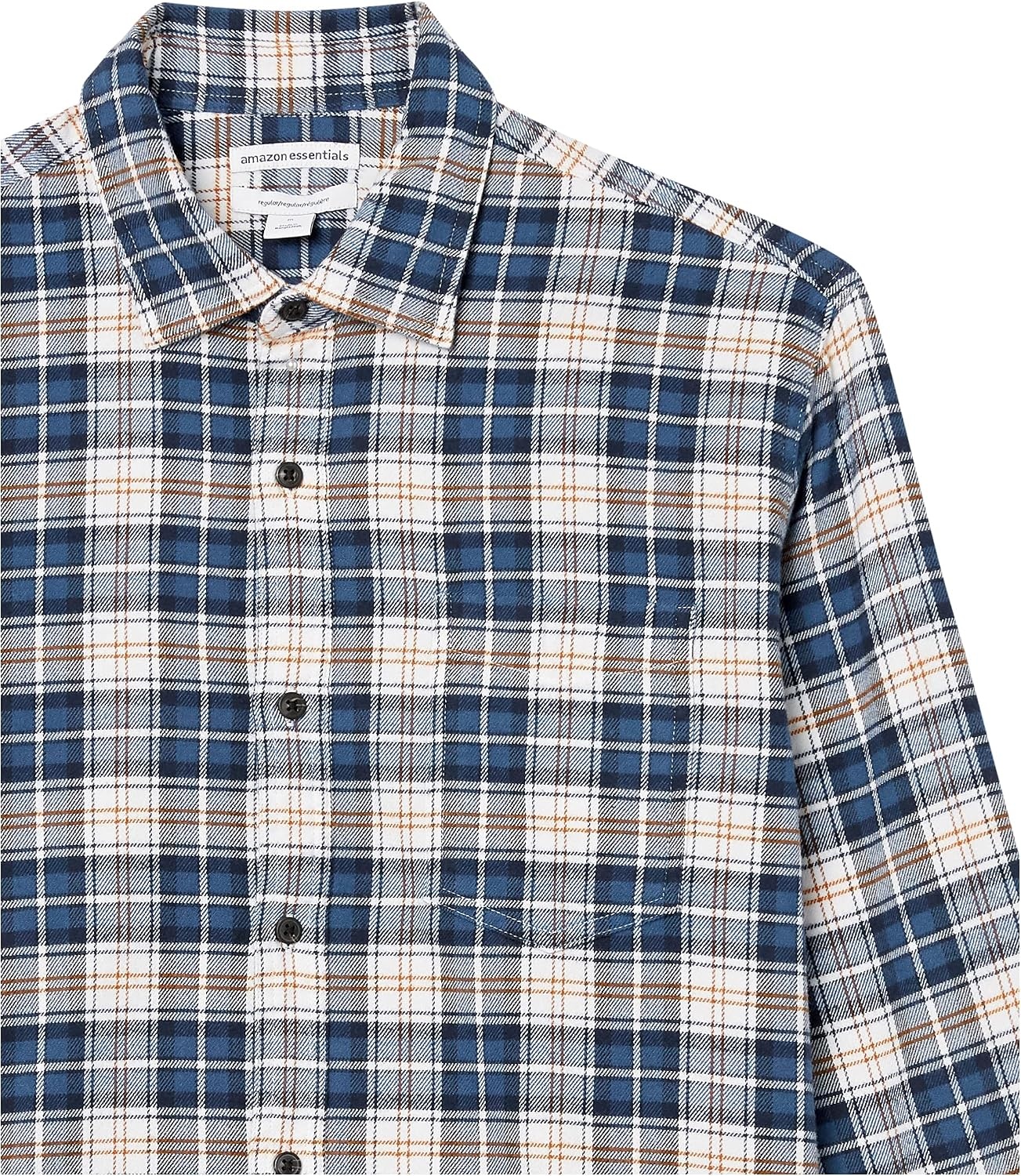 image:imageAmazon Essentials Mens Regular Fit LongSleeve Flannel Shirt Soft Brushed Cotton Lightweight yet WarmMulticolor Check Plaid