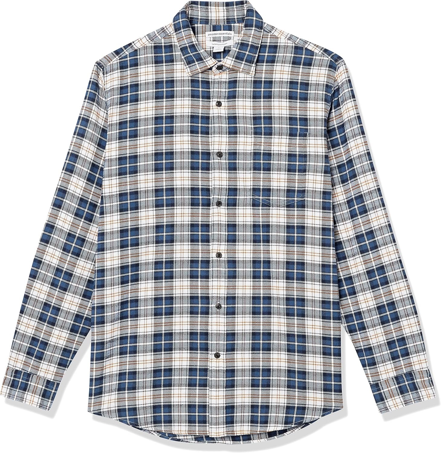 image:imageAmazon Essentials Mens Regular Fit LongSleeve Flannel Shirt Soft Brushed Cotton Lightweight yet WarmMulticolor Check Plaid