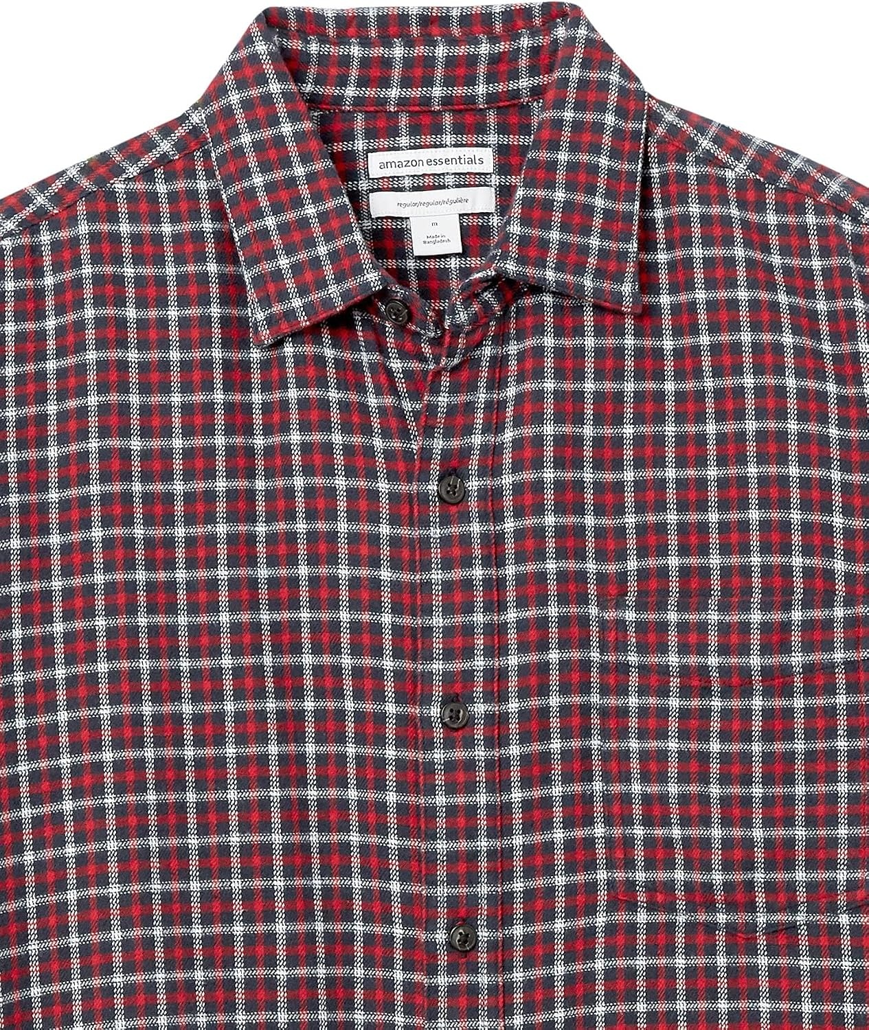 image:imageAmazon Essentials Mens Regular Fit LongSleeve Flannel Shirt Soft Brushed Cotton Lightweight yet WarmNavy Red Plaid
