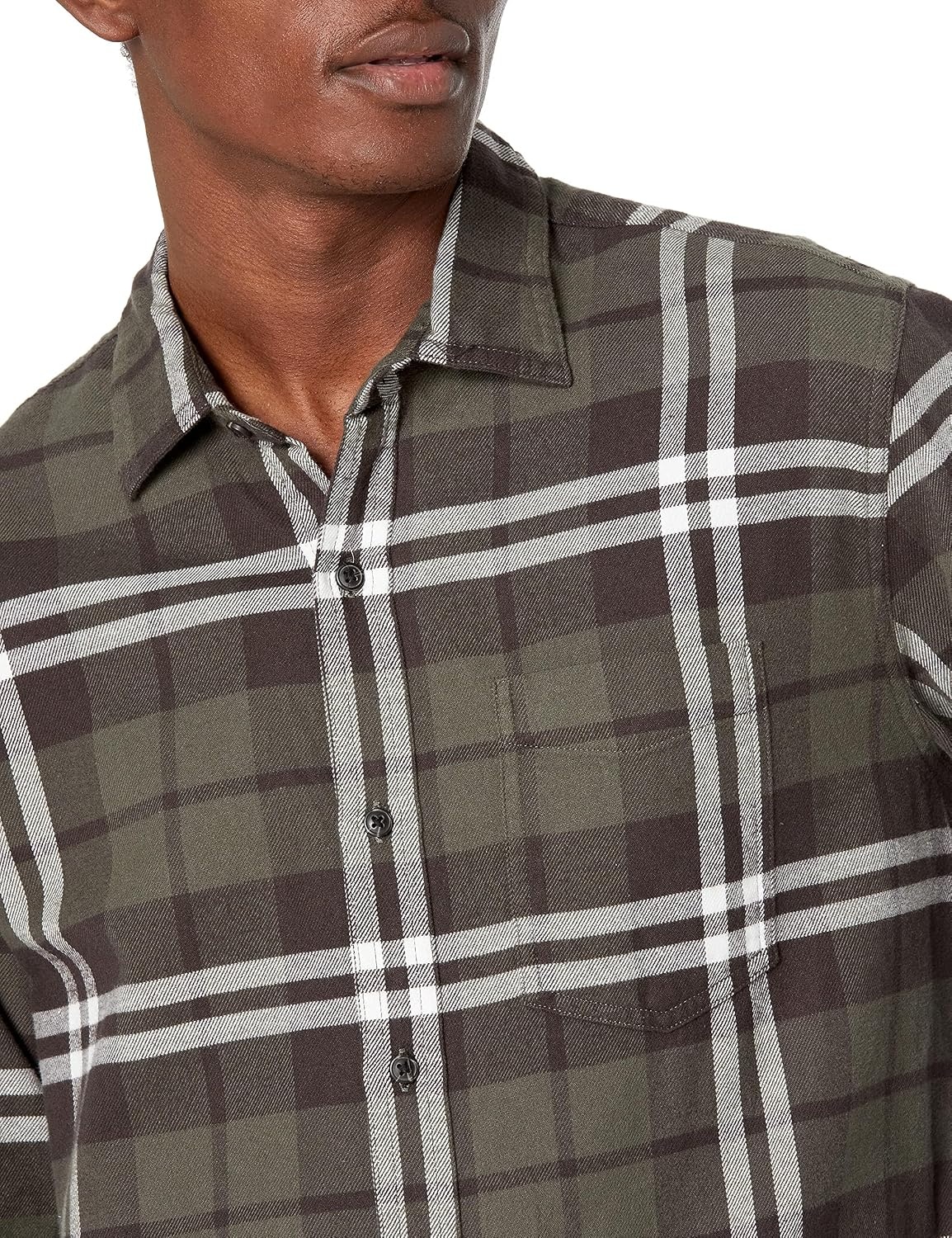 image:imageAmazon Essentials Mens Regular Fit LongSleeve Flannel Shirt Soft Brushed Cotton Lightweight yet WarmOlive Plaid