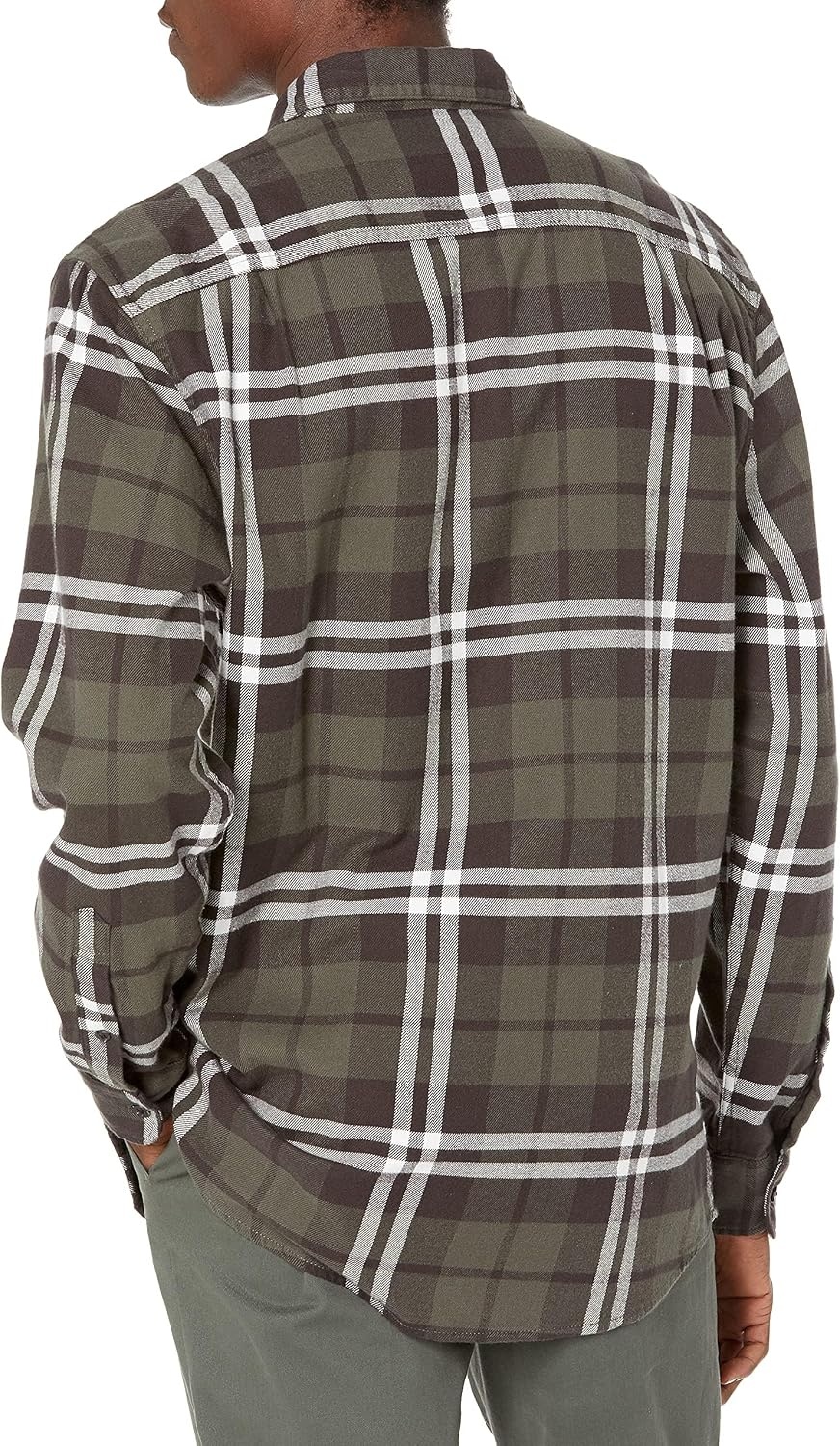 image:imageAmazon Essentials Mens Regular Fit LongSleeve Flannel Shirt Soft Brushed Cotton Lightweight yet WarmOlive Plaid