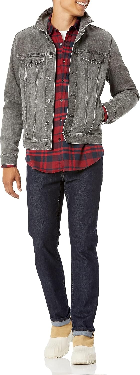 image:imageAmazon Essentials Mens Regular Fit LongSleeve Flannel Shirt Soft Brushed Cotton Lightweight yet WarmRed Plaid