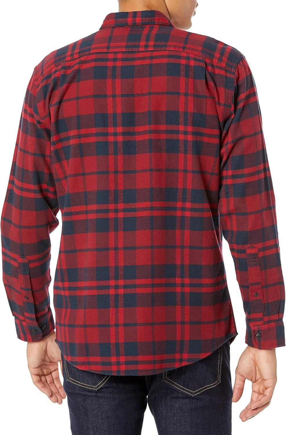 image:imageAmazon Essentials Mens Regular Fit LongSleeve Flannel Shirt Soft Brushed Cotton Lightweight yet WarmRed Plaid