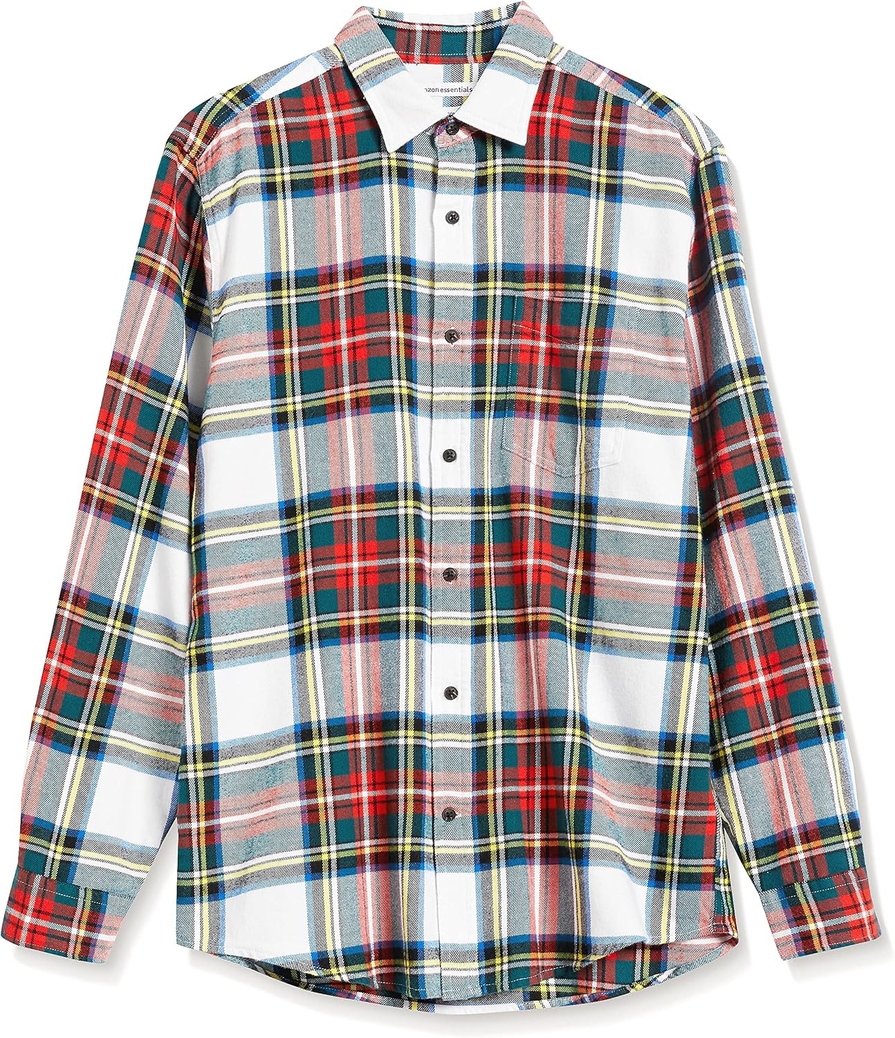 image:imageAmazon Essentials Mens Regular Fit LongSleeve Flannel Shirt Soft Brushed Cotton Lightweight yet WarmRed White Tartan Plaid