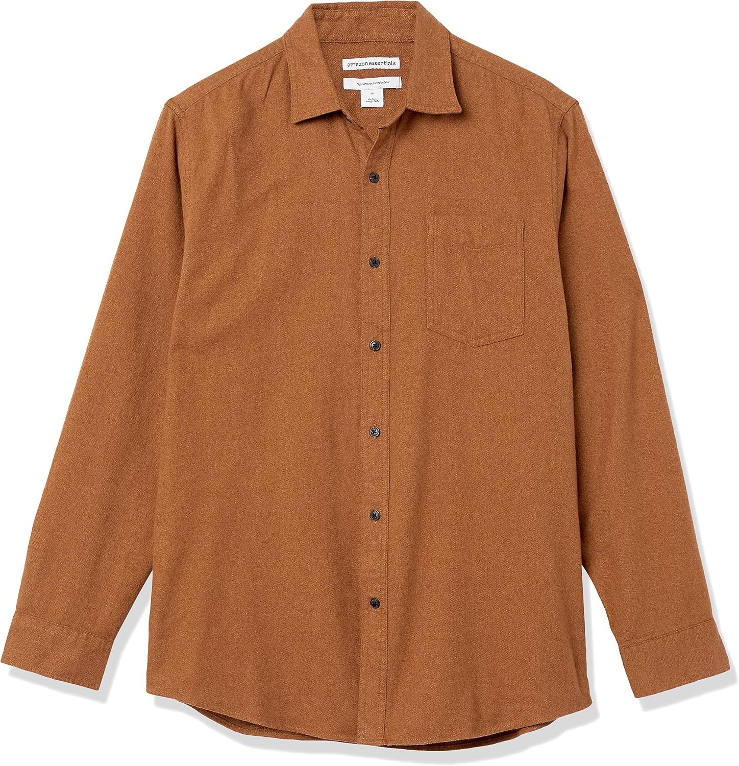 image:imageAmazon Essentials Mens Regular Fit LongSleeve Flannel Shirt Soft Brushed Cotton Lightweight yet WarmToffee Brown